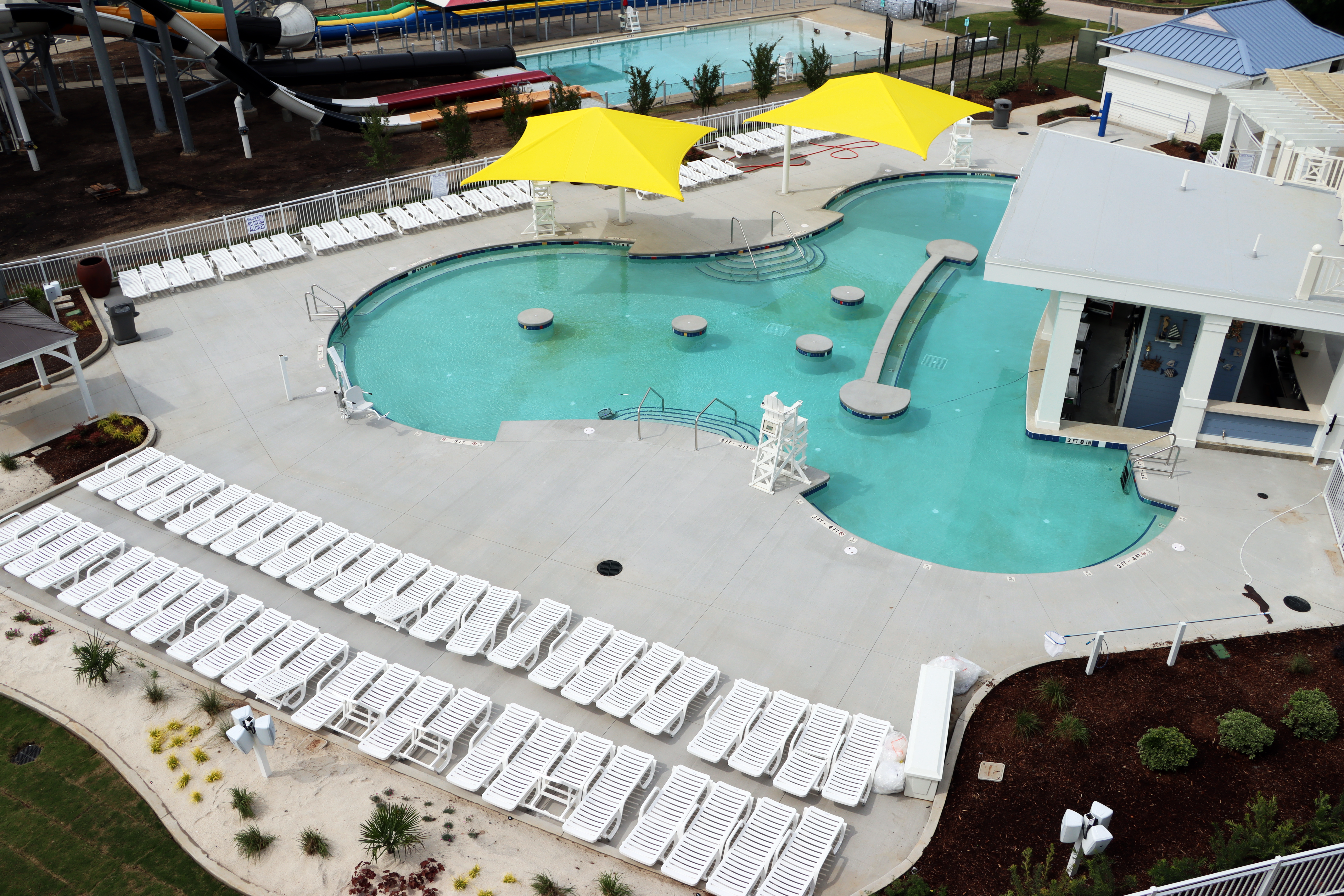 aerial view of a pool