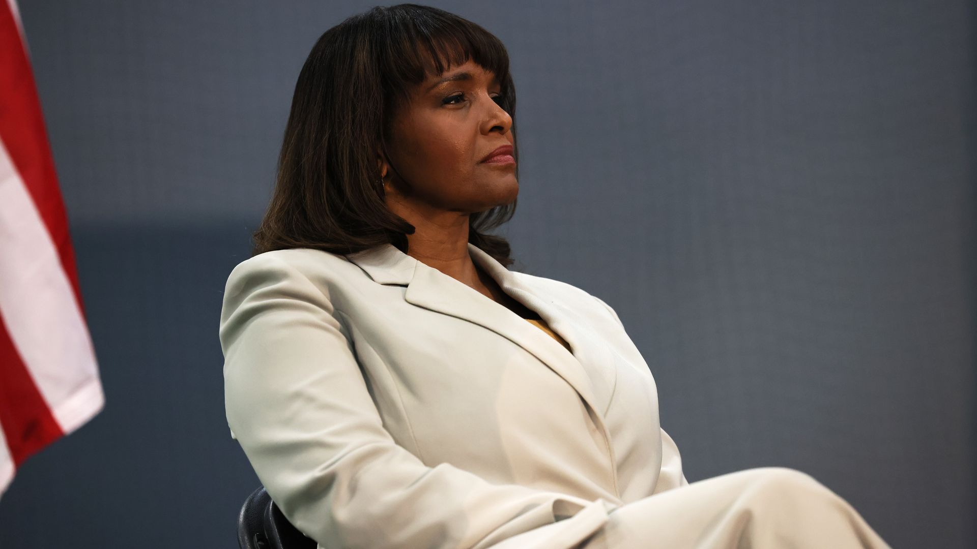  Pennsylvania U.S. Senate candidate Kathy Barnette listens to speakers.