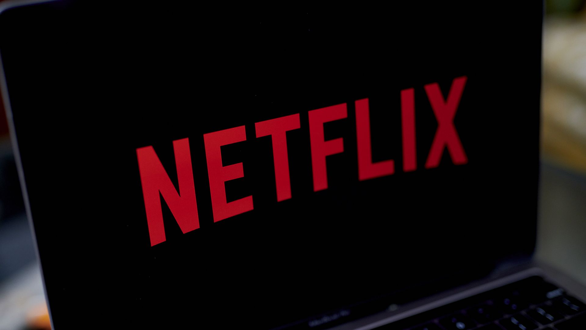 Netflix logo on laptop