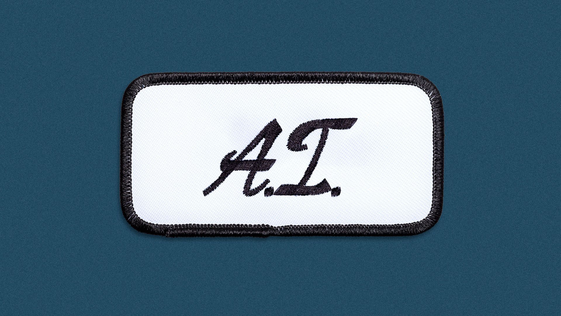 Illustration of a uniform name patch with the letters "A.I." stitched