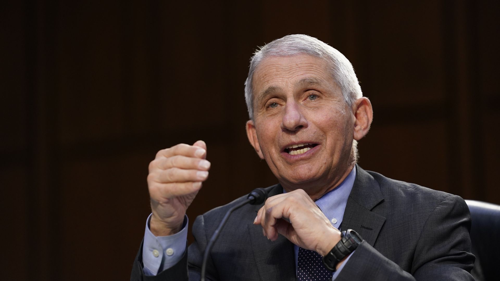 Anthony Fauci, NIAID director , speaks during a Senate  hearing in Washington, D.C., U.S., on Thursday, March 18, 2021.