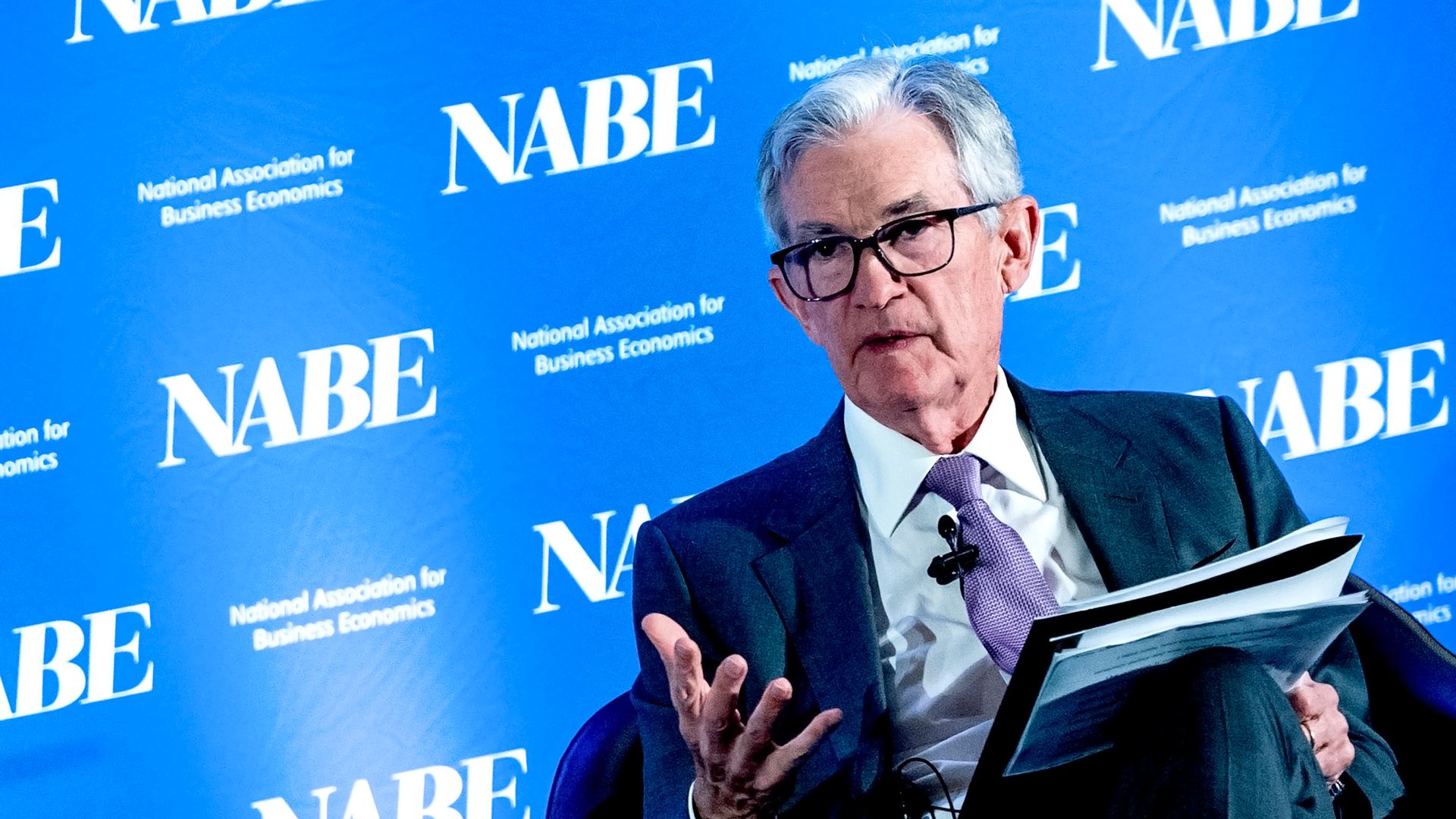 Jerome Powell, chairman of the US Federal Reserve, during the National Association of Business Economics