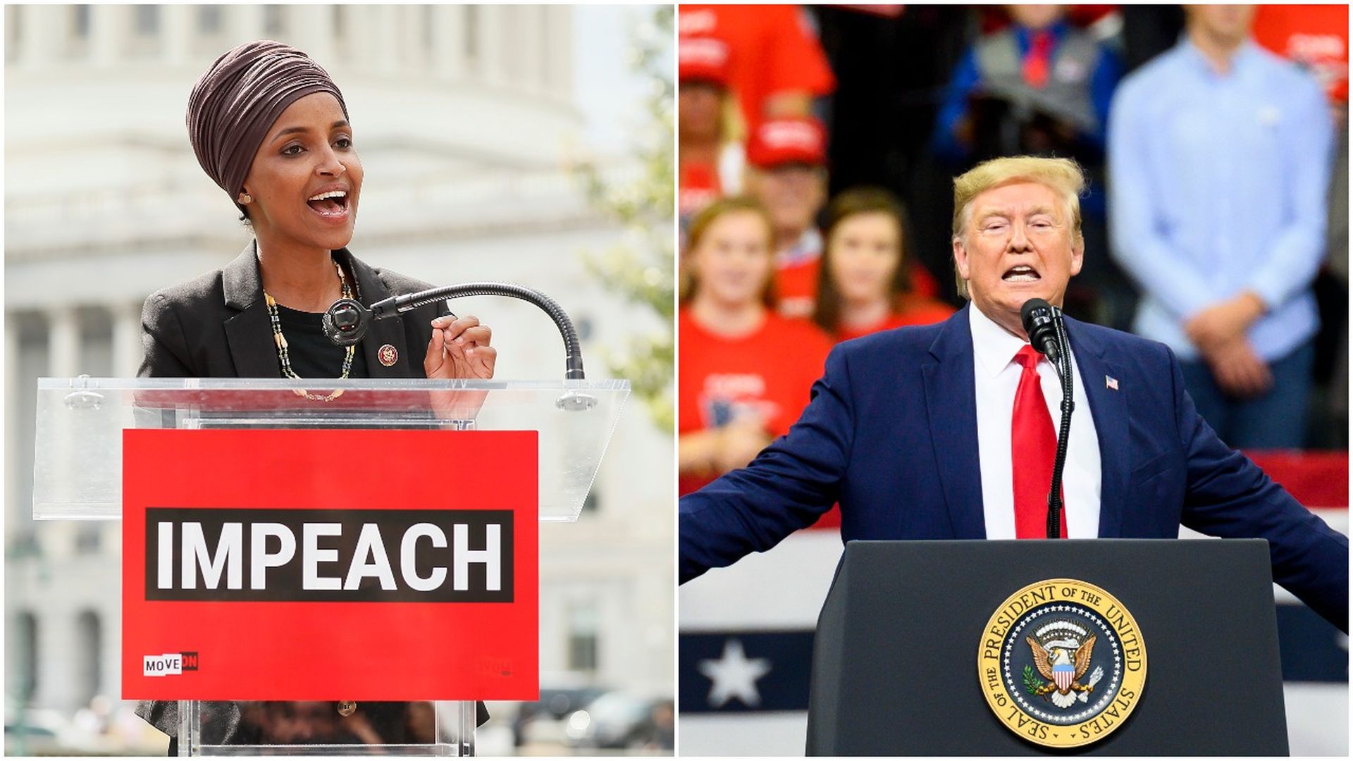 Rep. Ilhan Omar and President Trump