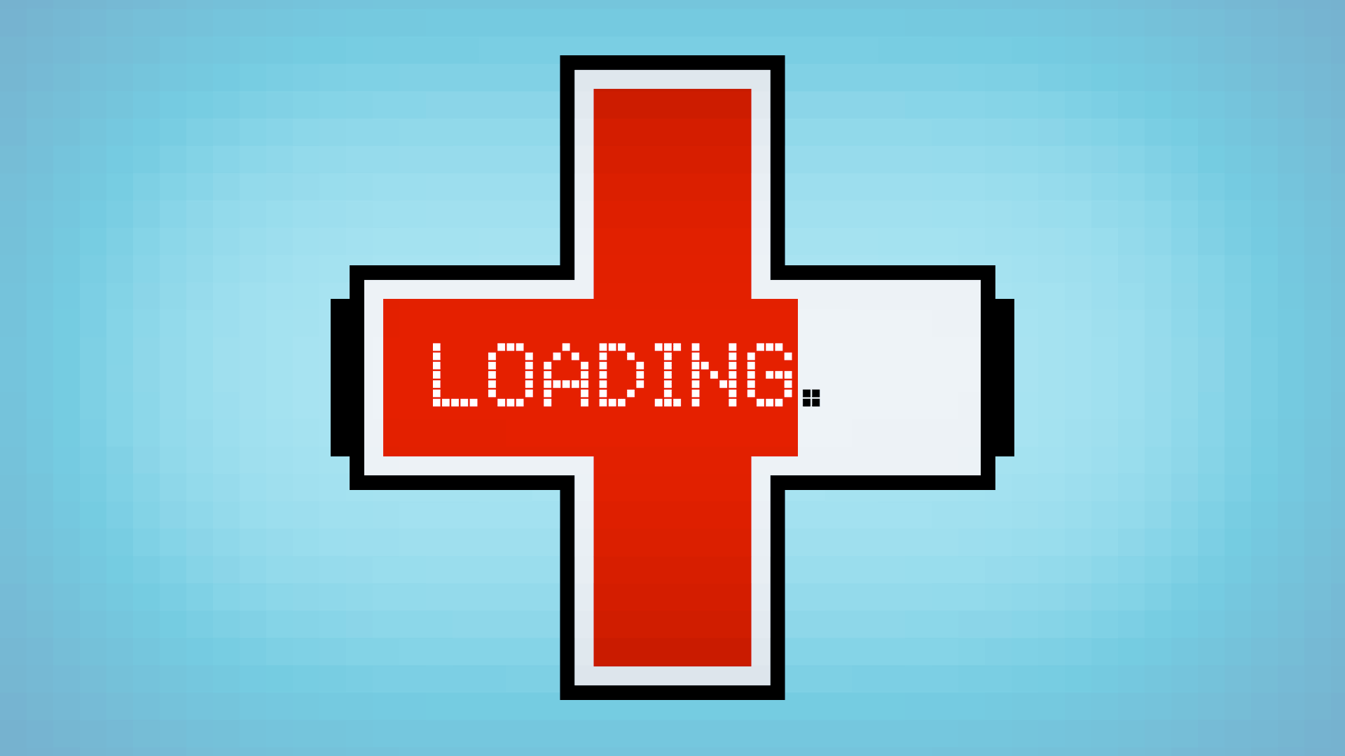 Animated illustration of a slowly loading screen, but the battery is shaped like a health plus. 