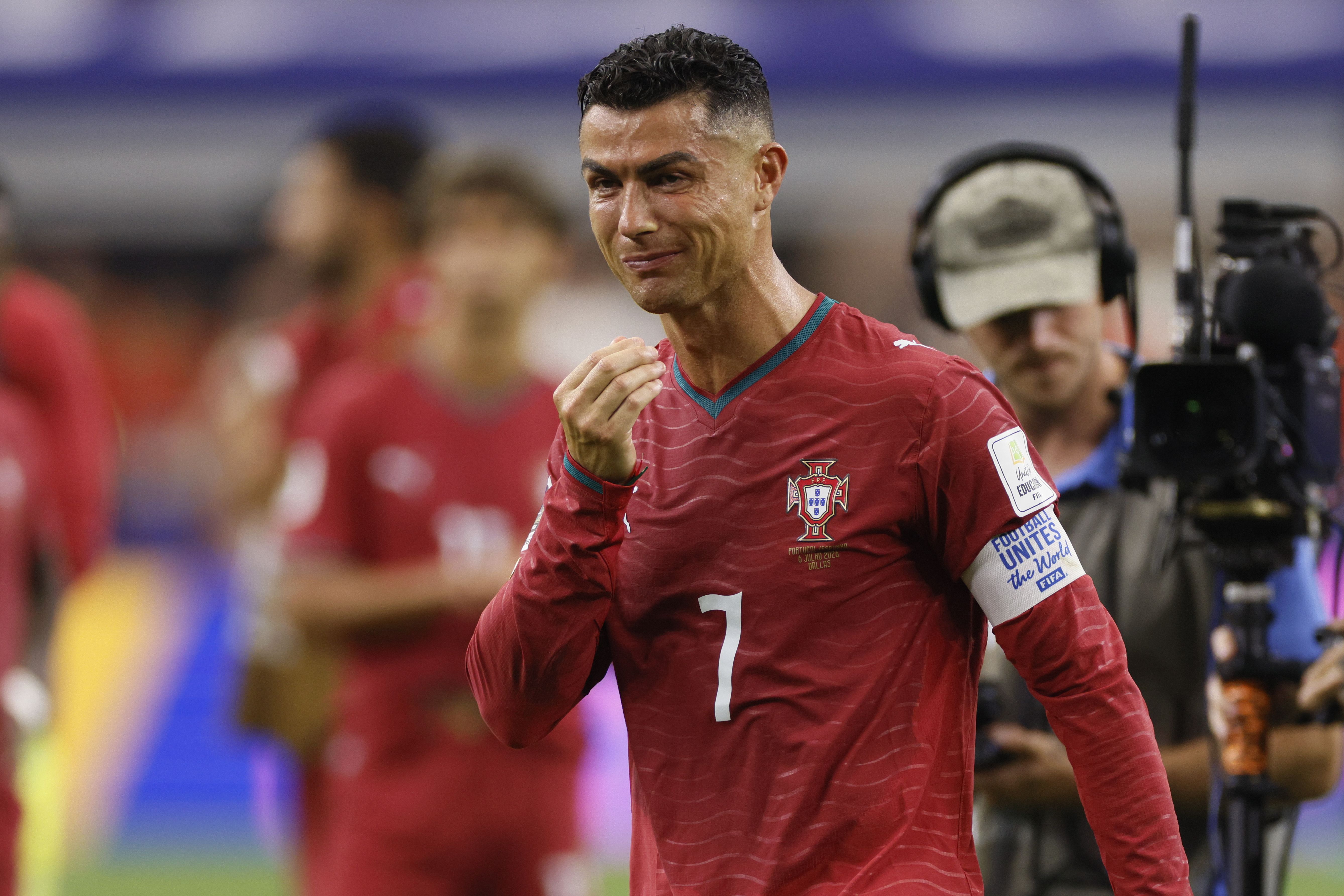 Cristiano Ronaldo at the end of yesterday's game against Spain.