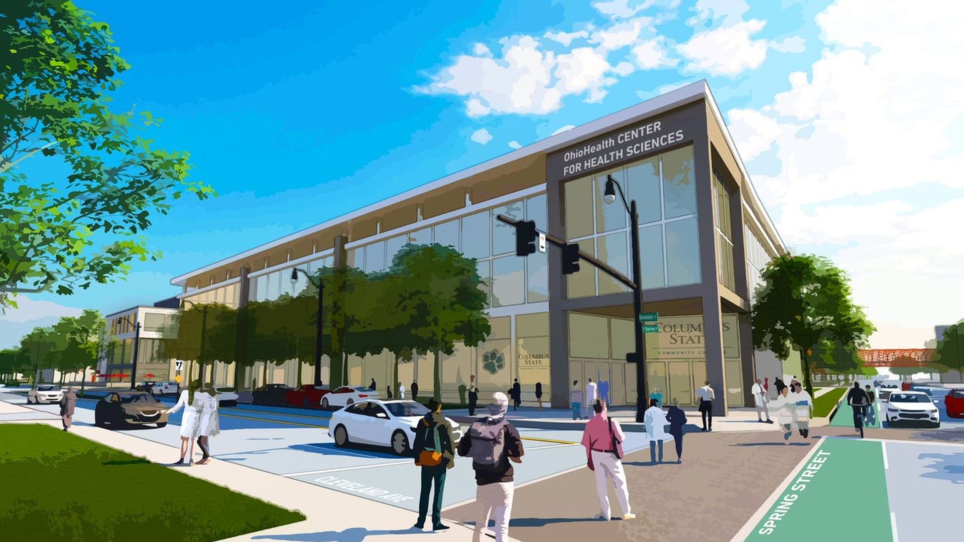A rendering of a proposed OhioHealth Center for Health Sciences on Columbus State Community College's campus