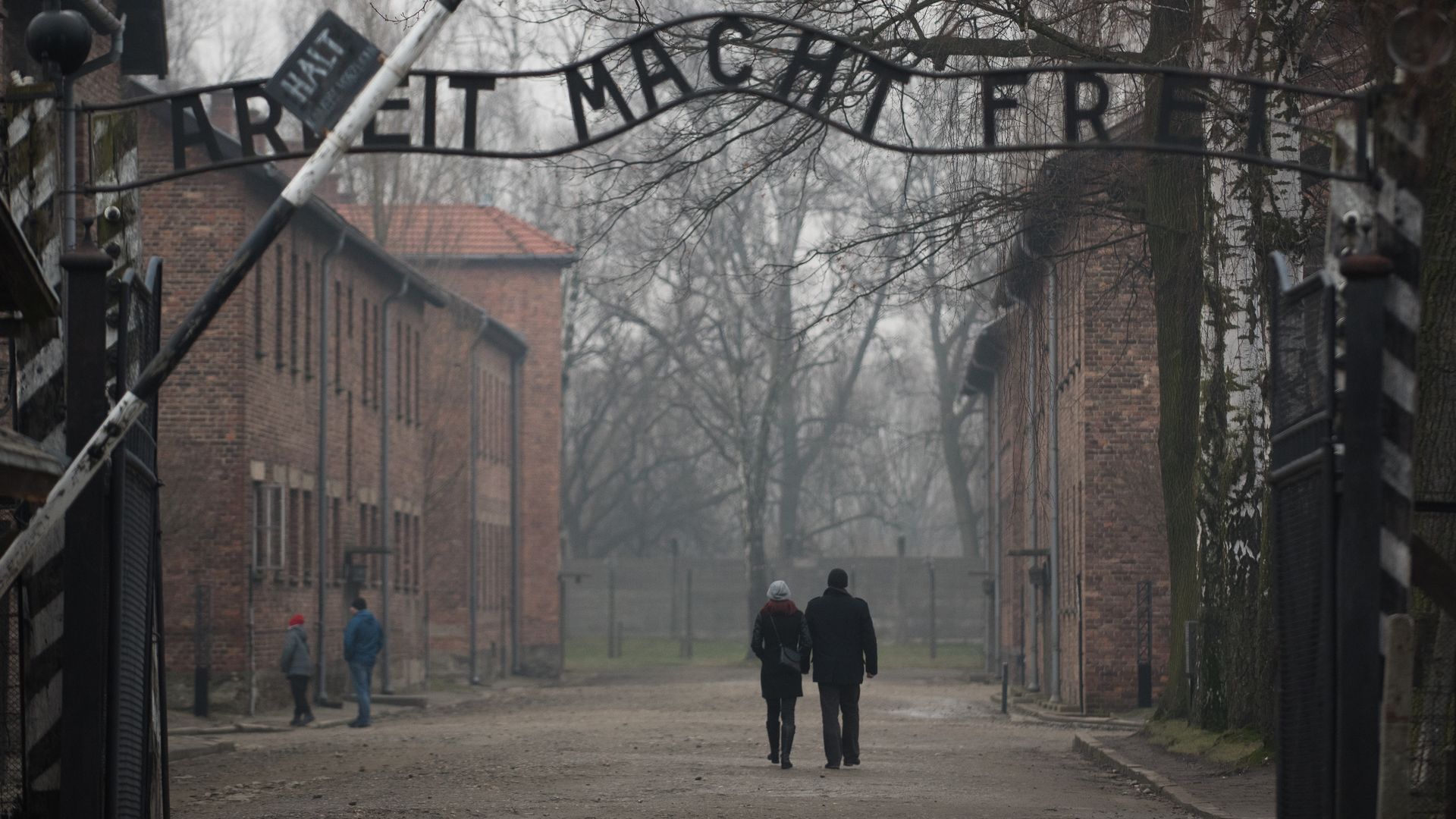  The Auschwitz main gate.