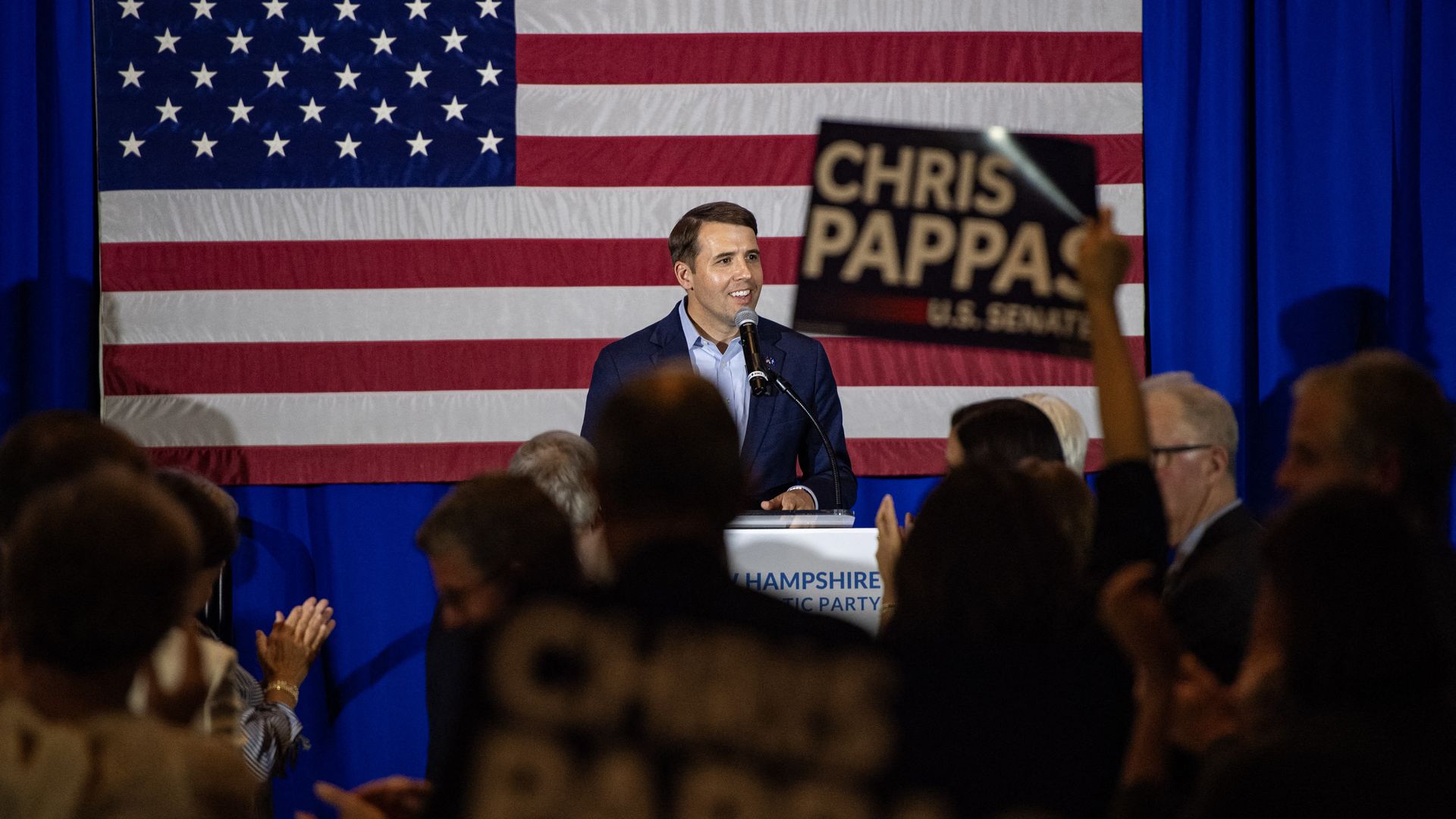 ongressman Chris Pappas (D-NH) and candidate for US Senate speaks at the 2026 Eleanor Roosevelt Dinner in Concord, New Hampshire, on October 3, 2026. (Photo by Joseph Prezioso / AFP via Getty Images)