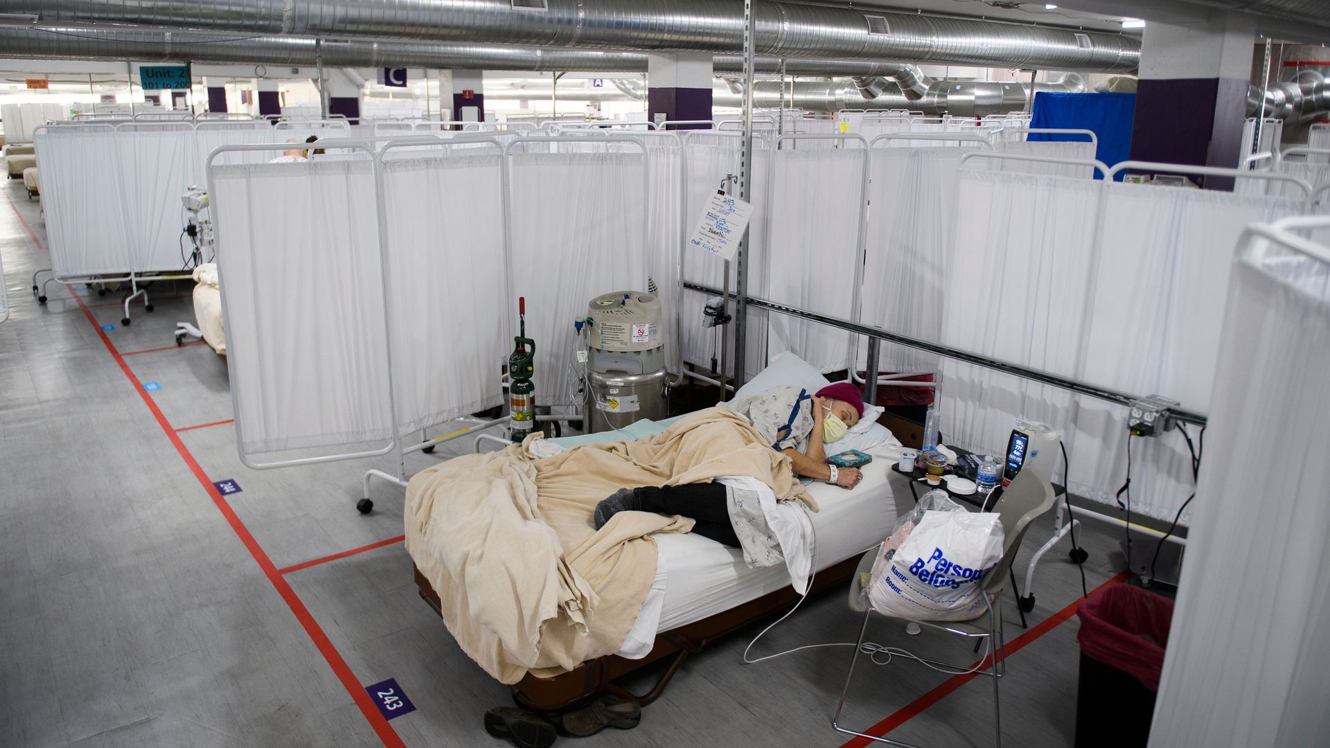 A patient in a bed