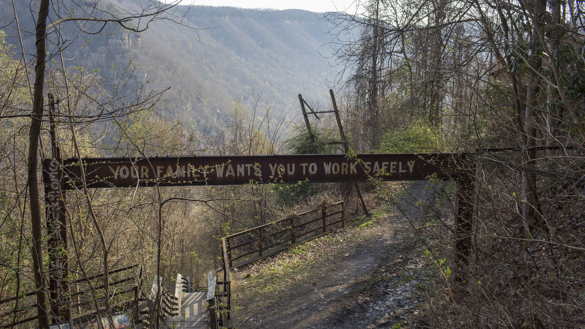Sign at abandoned mine