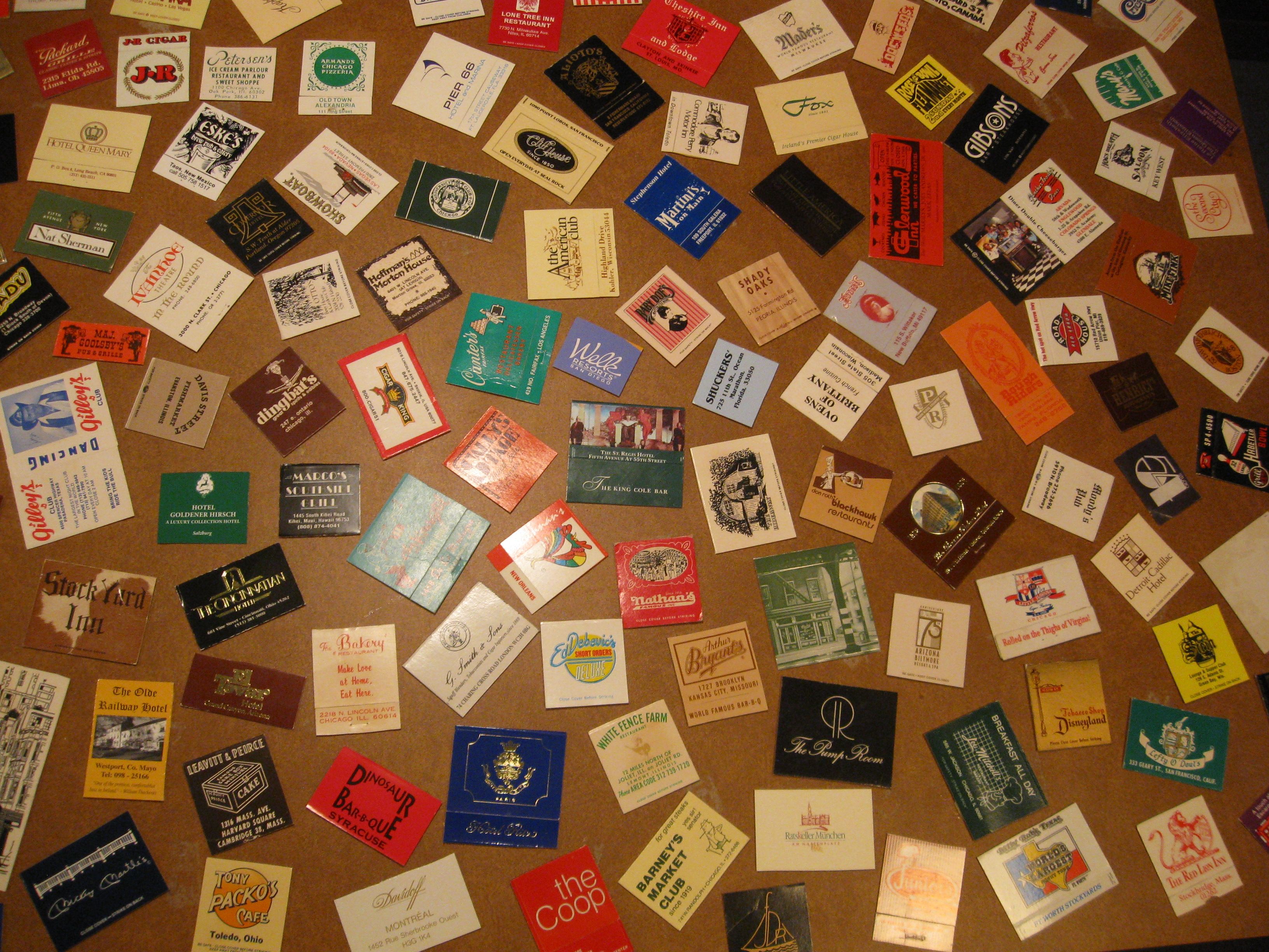 matchbooks on bartop