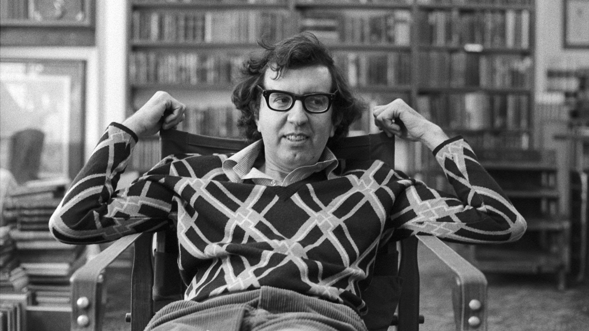 Author Larry McMurtry sits in his store, Booked Up.