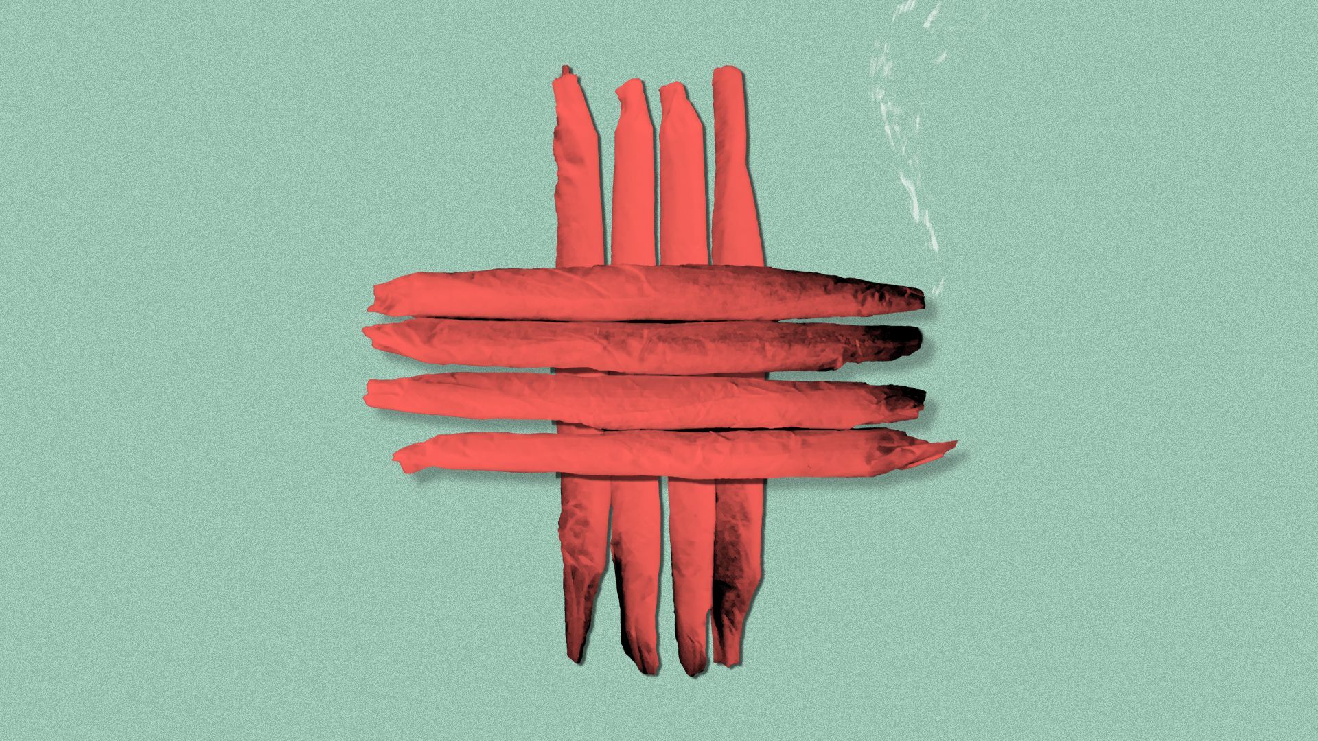 Illustration of a red cross made out of marijuana joints.