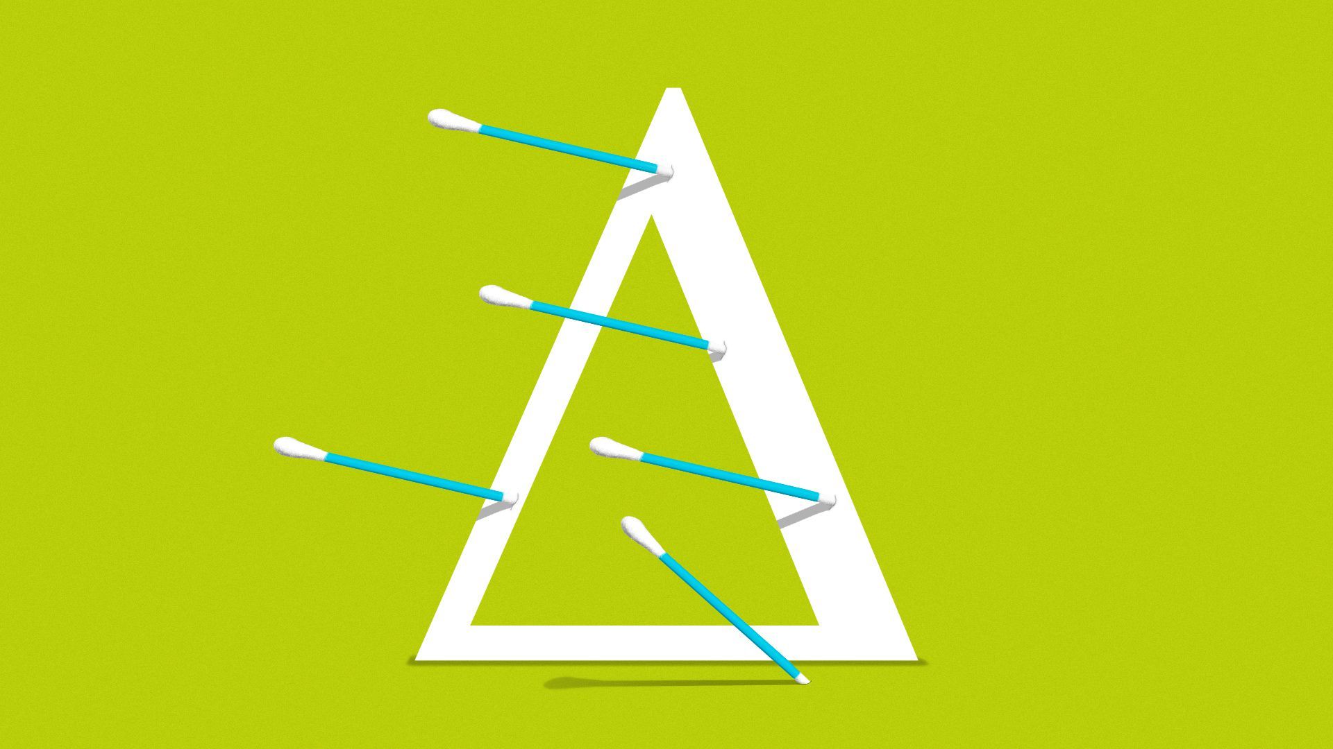 Illustration of a delta symbol being pierced by cotton swabs.