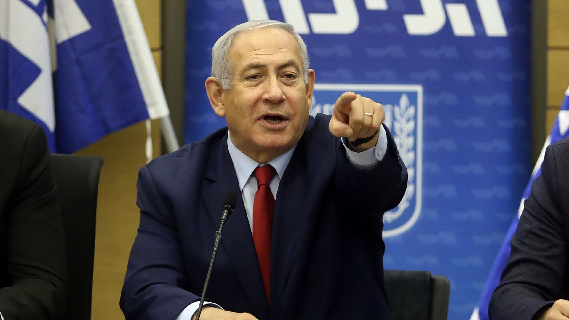 Netanyahu delivers a statement at the Israeli Parliament