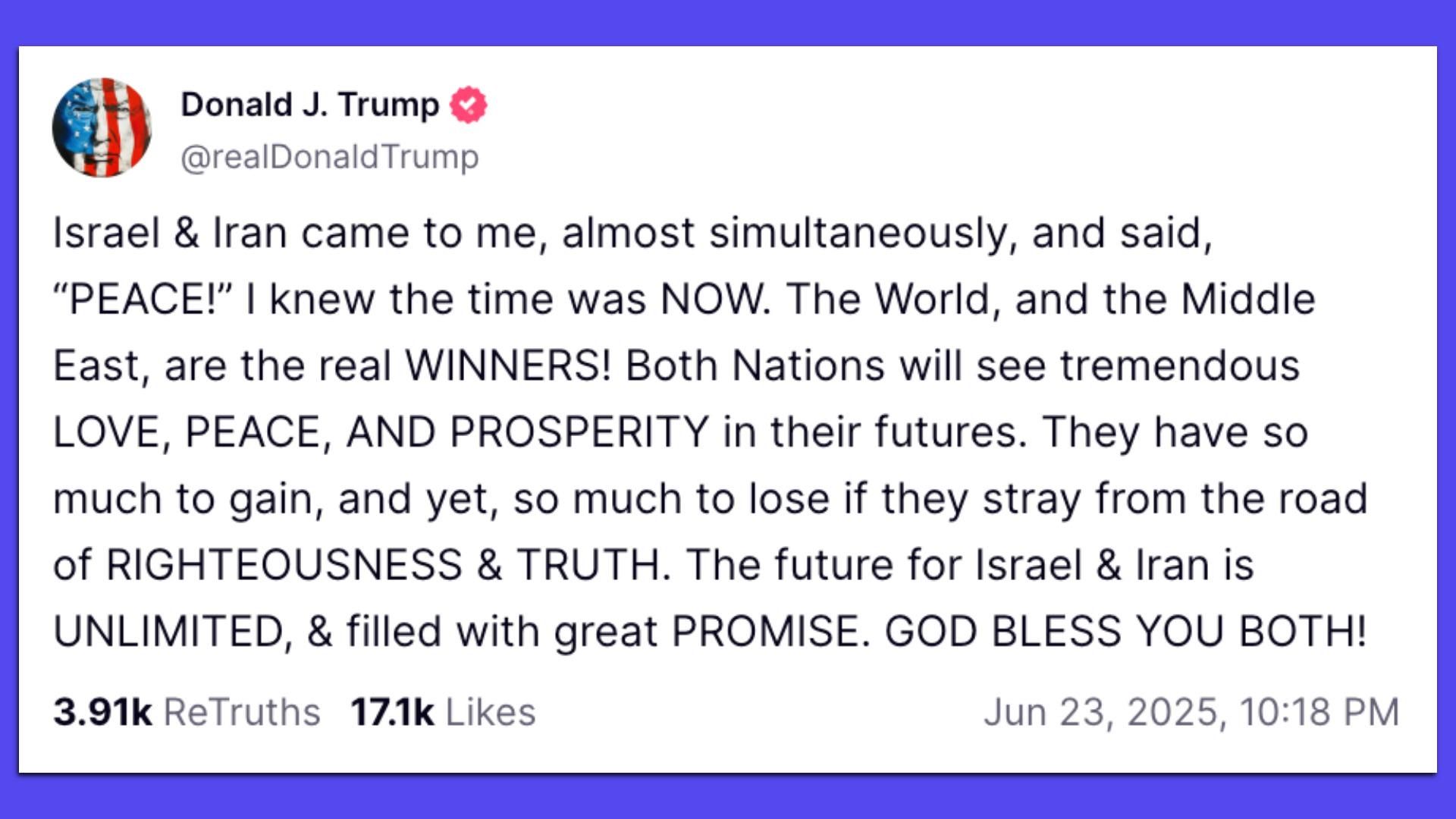 Trump truth social post