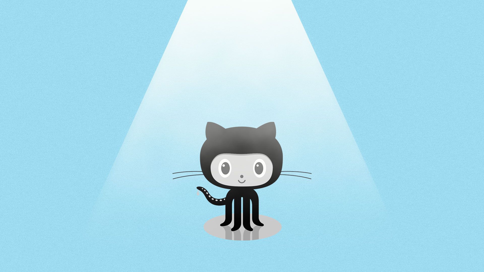 Illustration of Github's Octocat under a spotlight