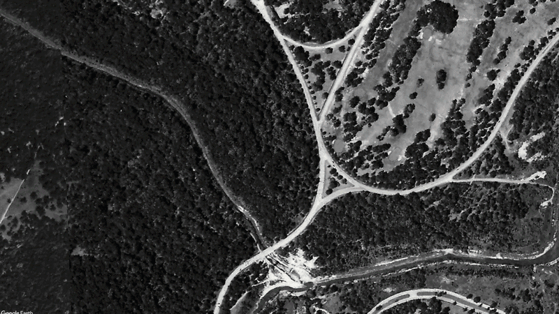 aerial view of southern Hermann Park in 1944 and 2026