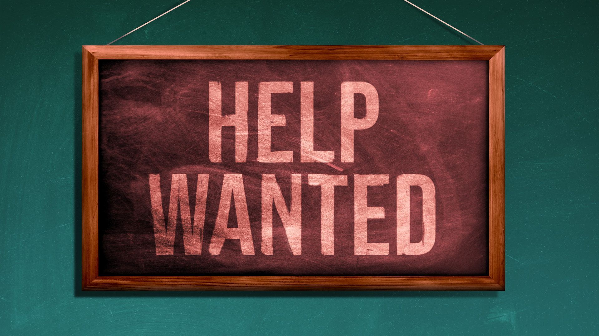 Illustration of a "help wanted" sign as a chalkboard