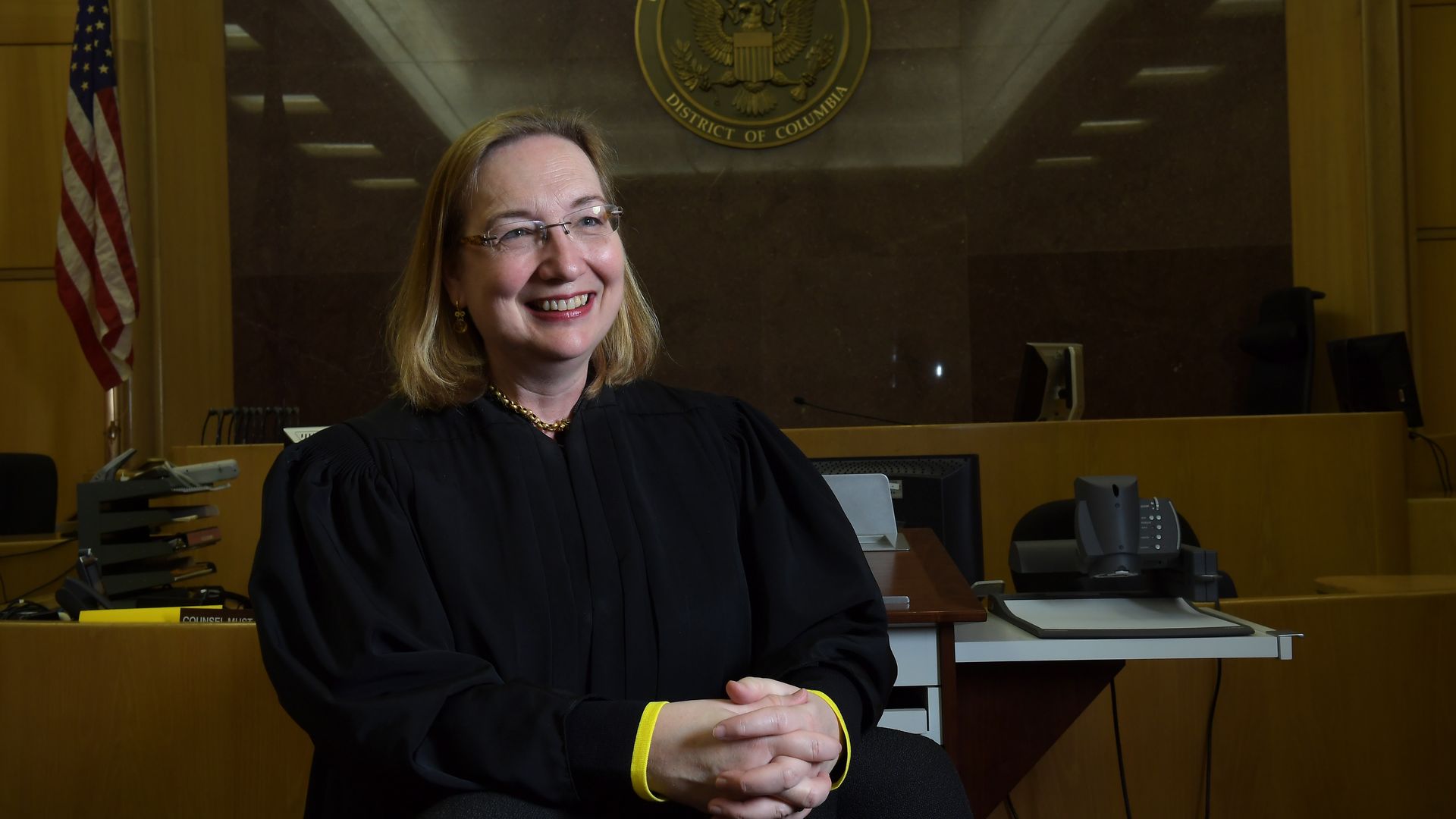 U.S. District Judge Beryl A. Howell poses for photographs in her court room May 05, 2016 in Washington, DC.