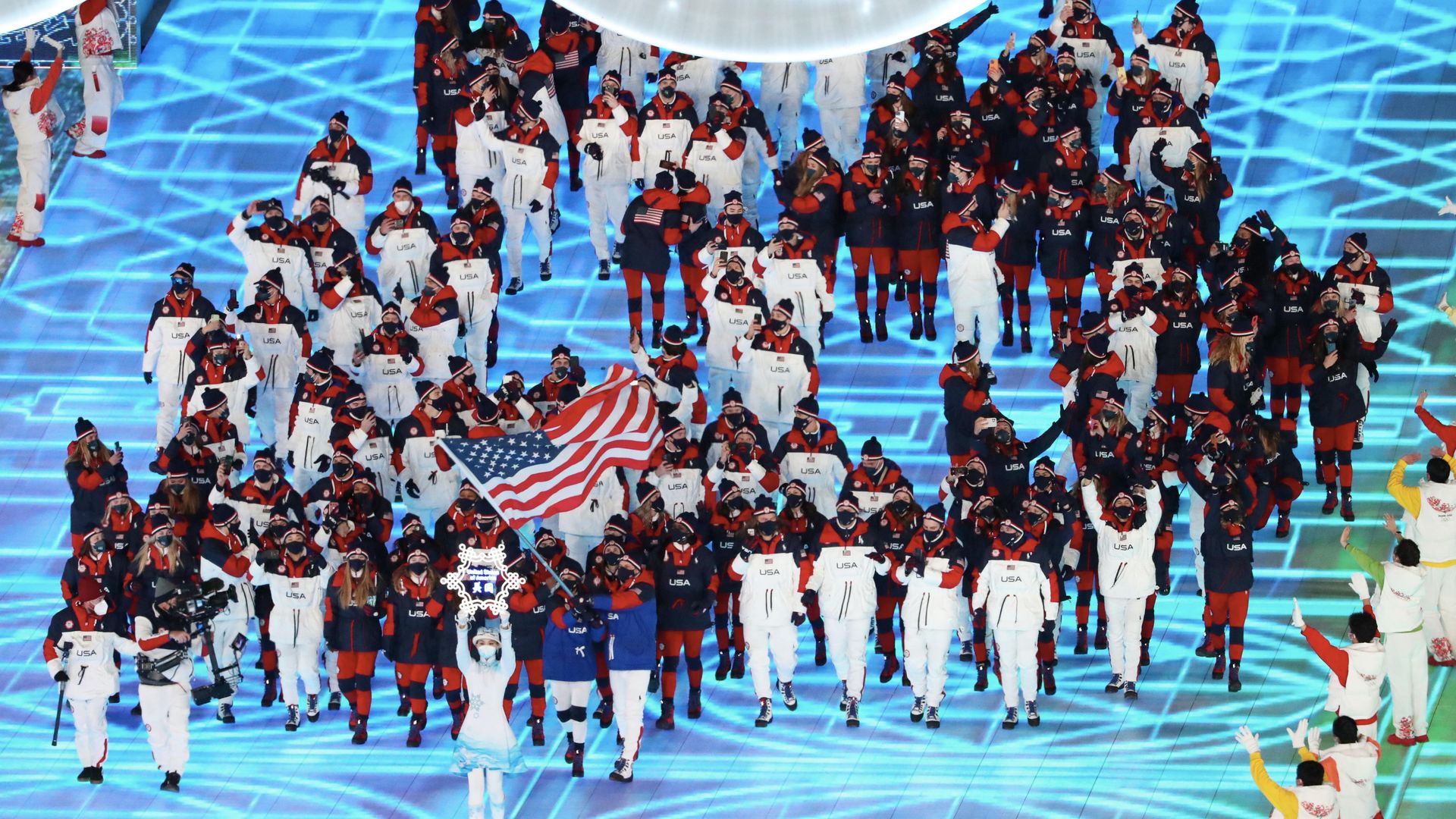 Team USA at the opening ceremony in Beijing