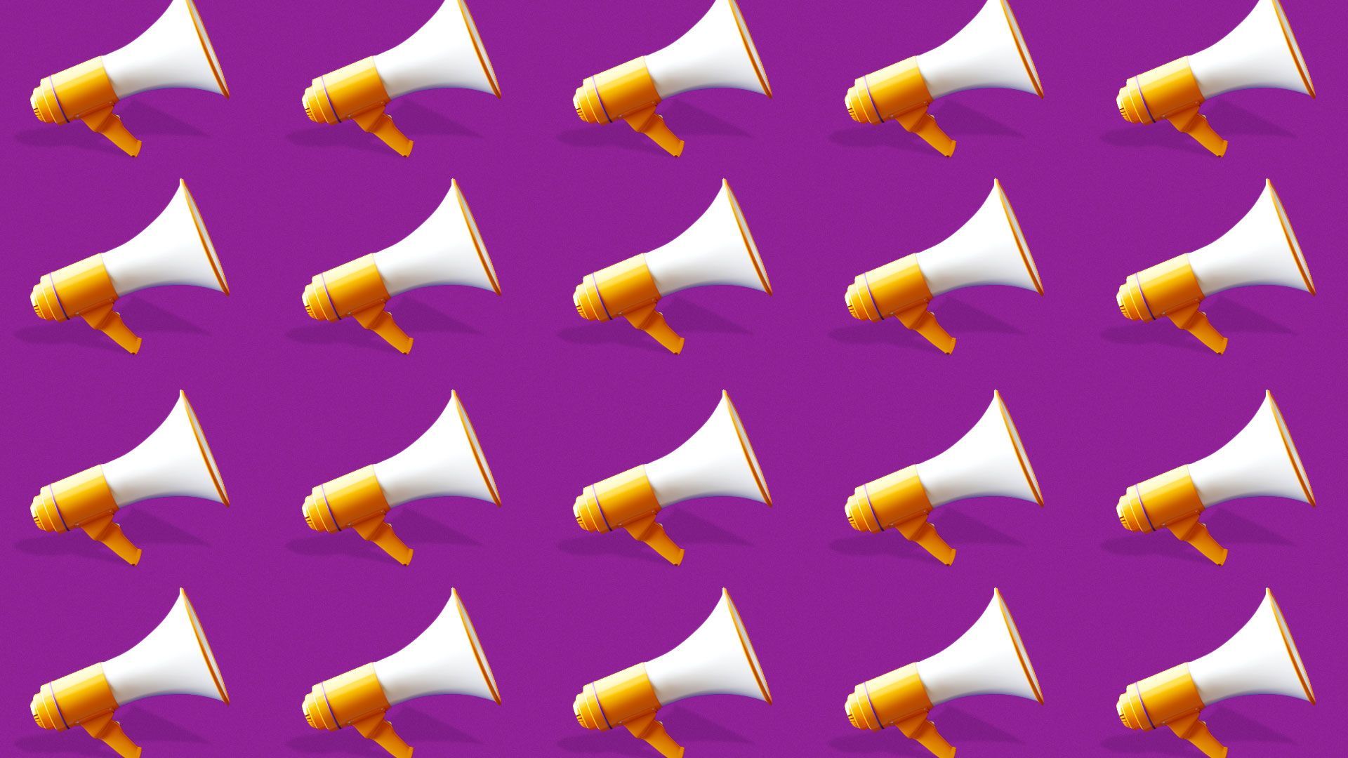 Illustration of a repeating megaphone pattern.