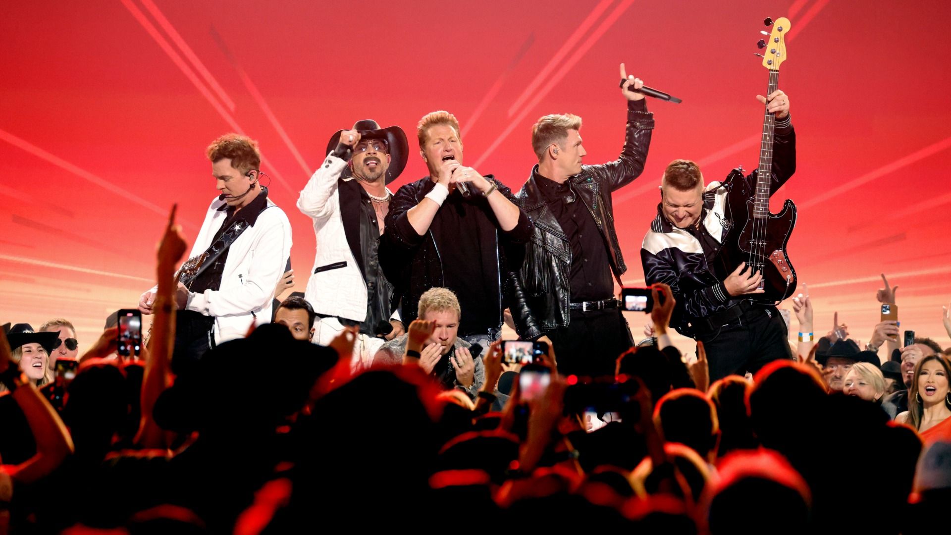 The Backstreet Boys perform with Rascal Flats in Frisco, Texas