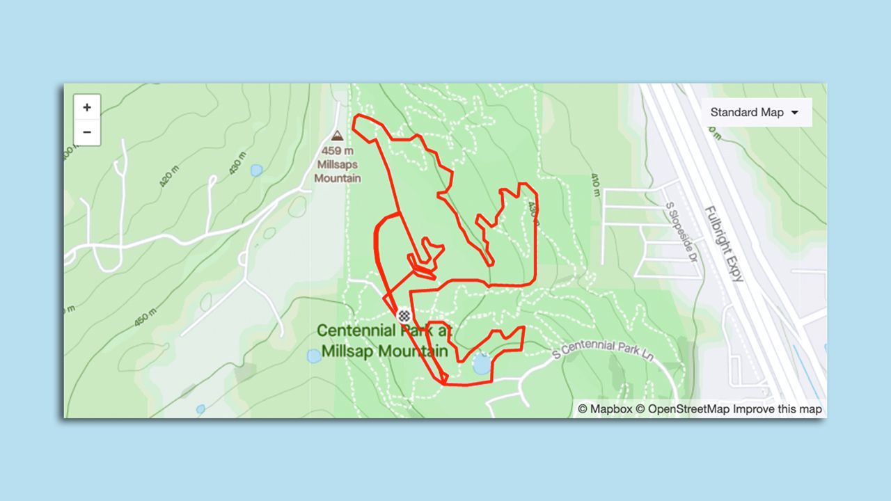 A screenshot of a Strava map showing the cyclo-cross course.