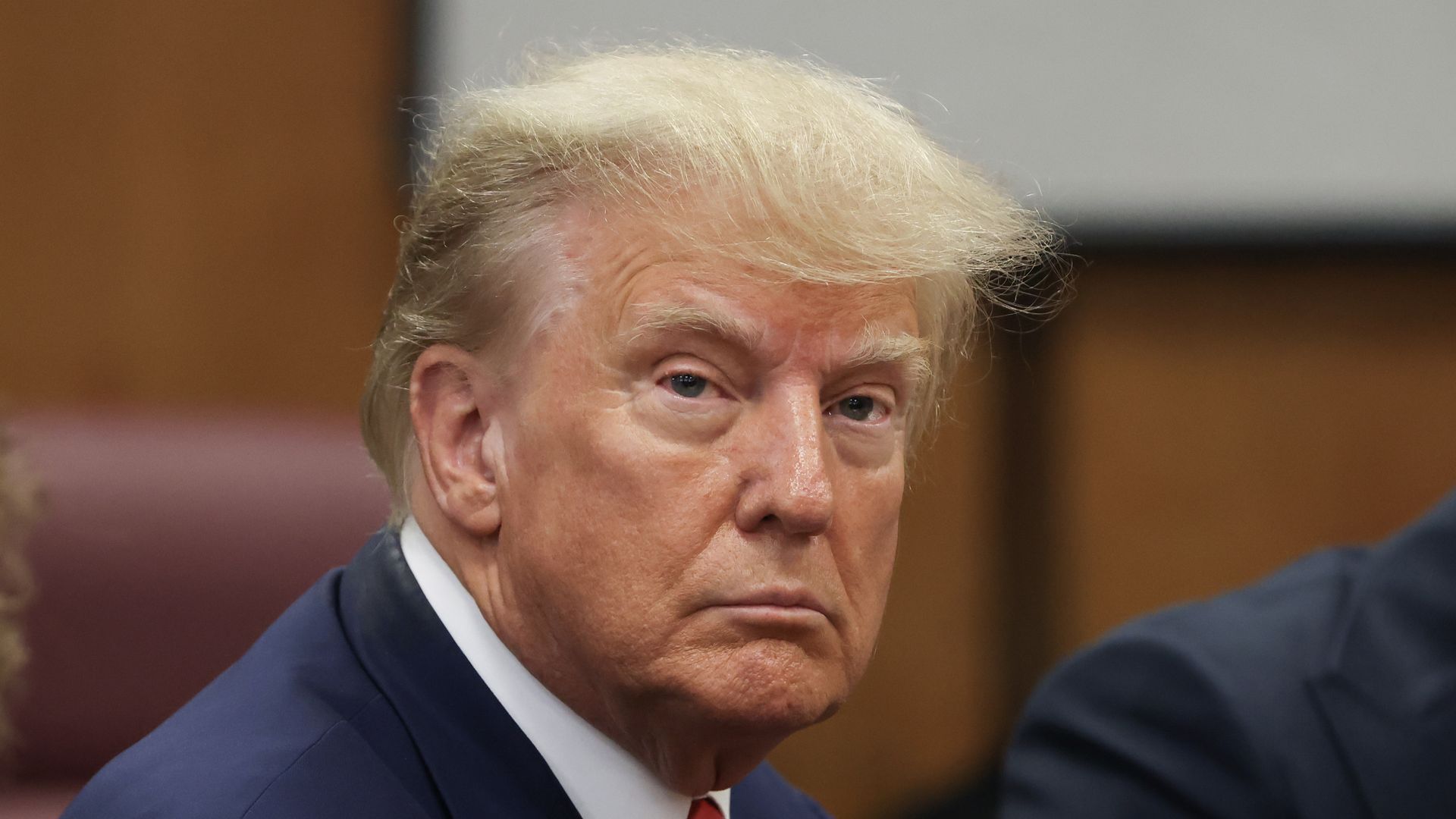 Former US President Donald Trump with his defense team during his arraignment at court in New York, US, on Tuesday, April 4, 2023