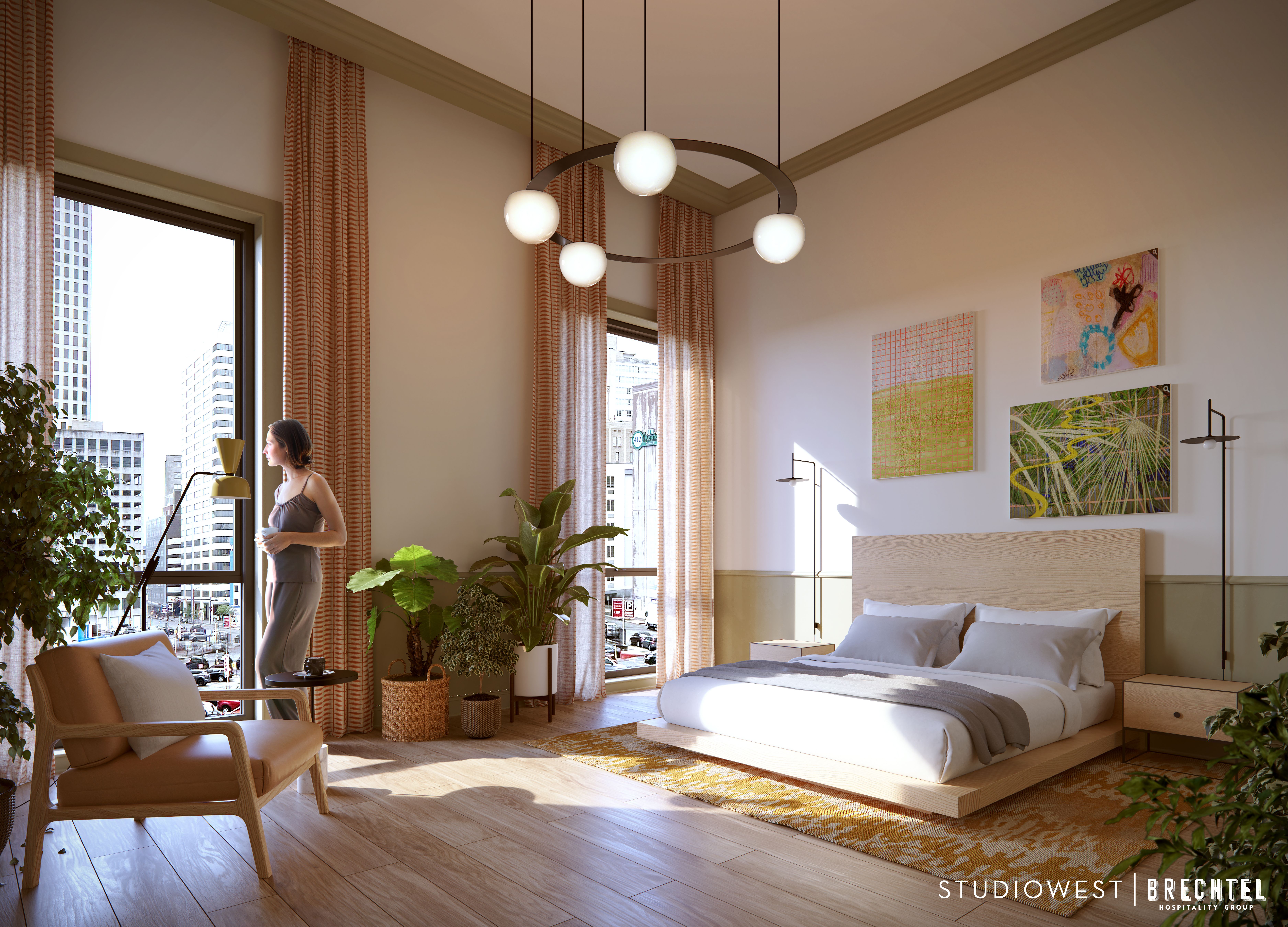 Rendering shows what the inside of a room could look like at Copper Vine Wine Pub and Inn