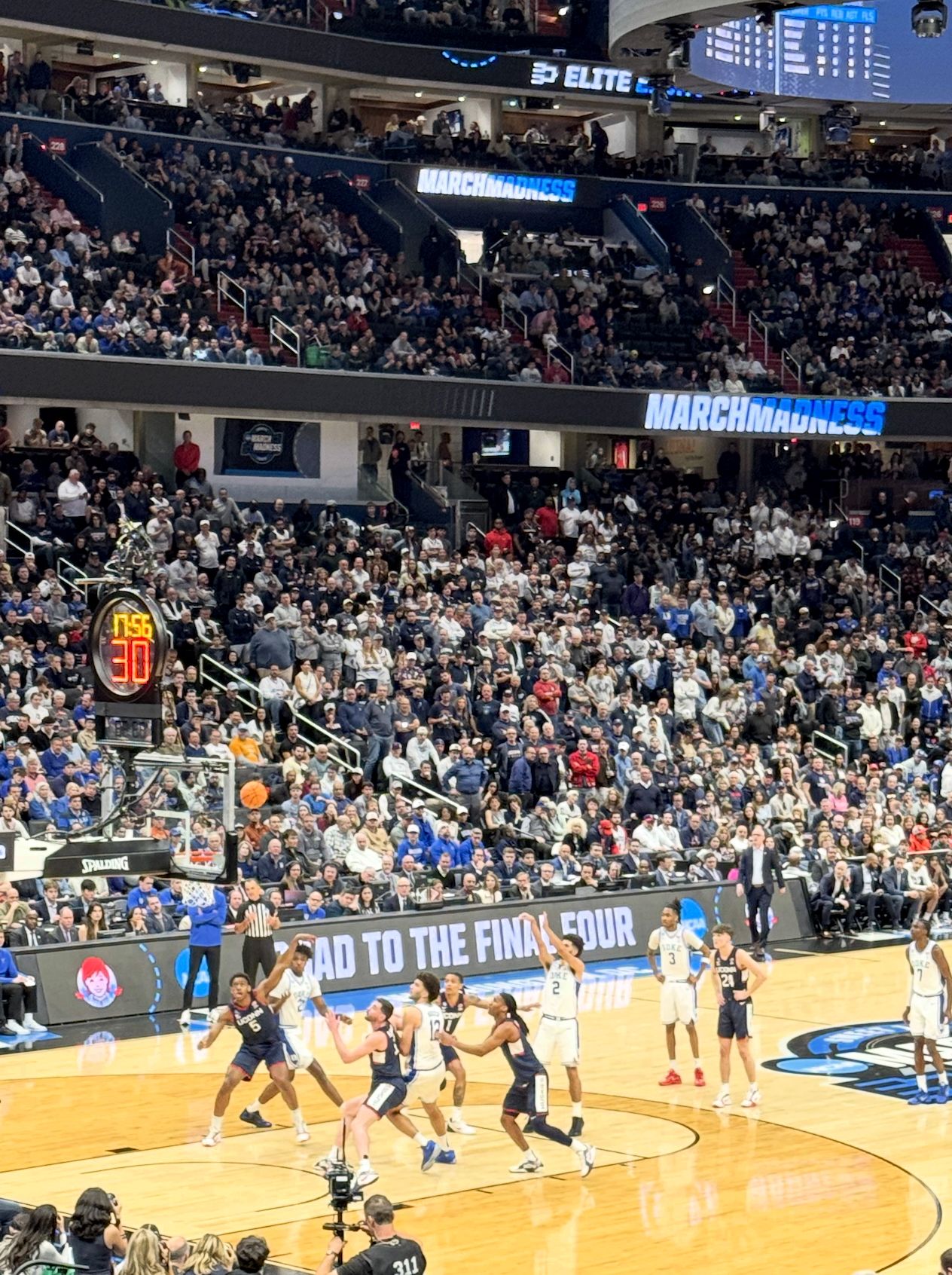 The scene yesterday during the Duke-UConn game at Capital One Arena in Washington.