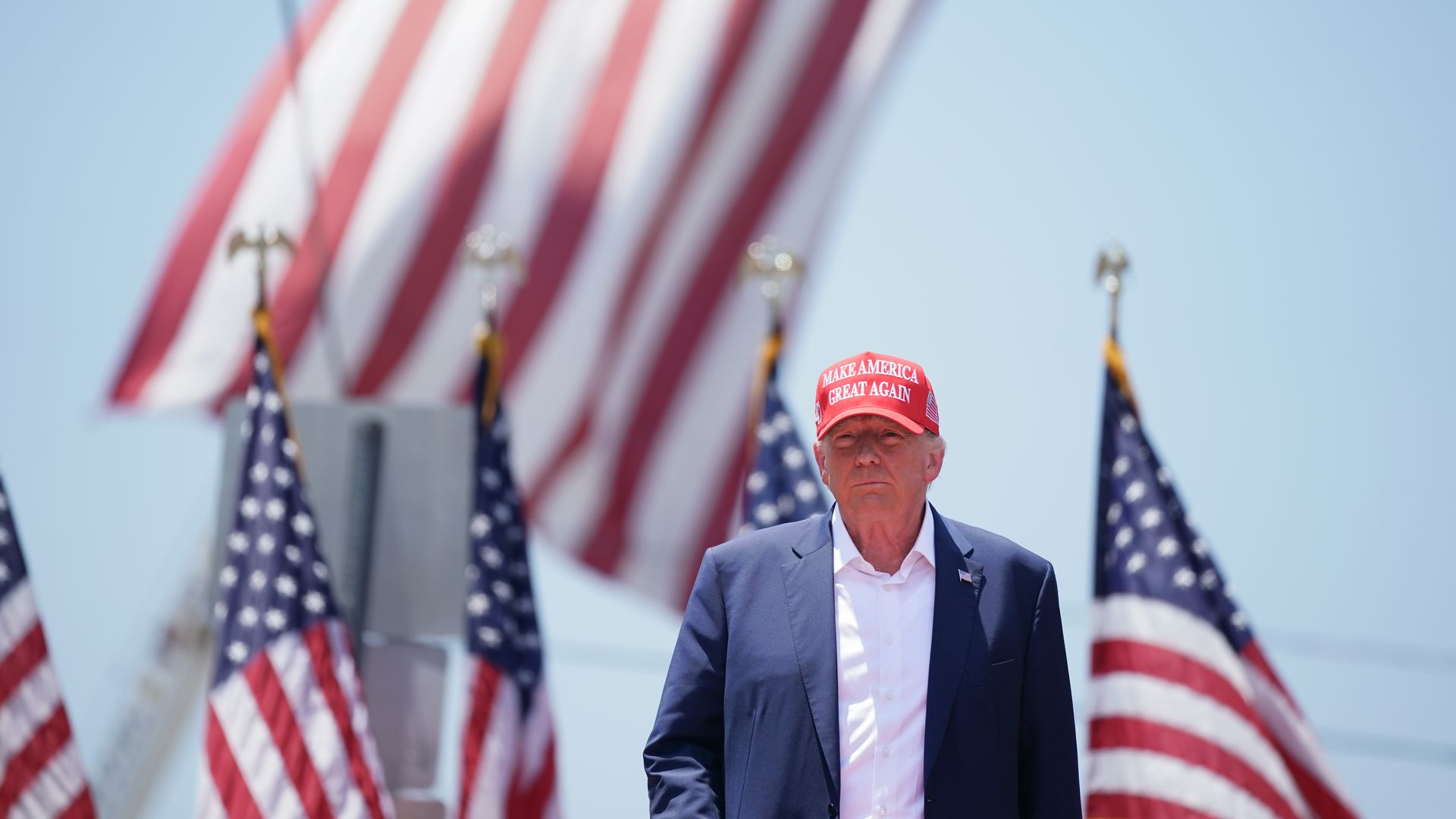 Former President Donald Trump arrives at a campaign event on July 1, 2023 in Pickens, South Carolina.