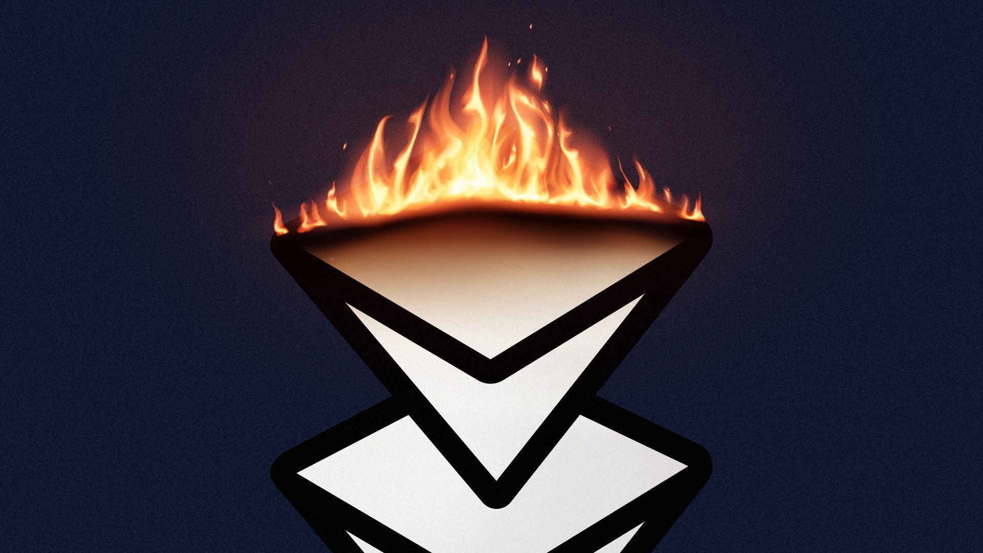 Illustration of the BitClout logo on fire.