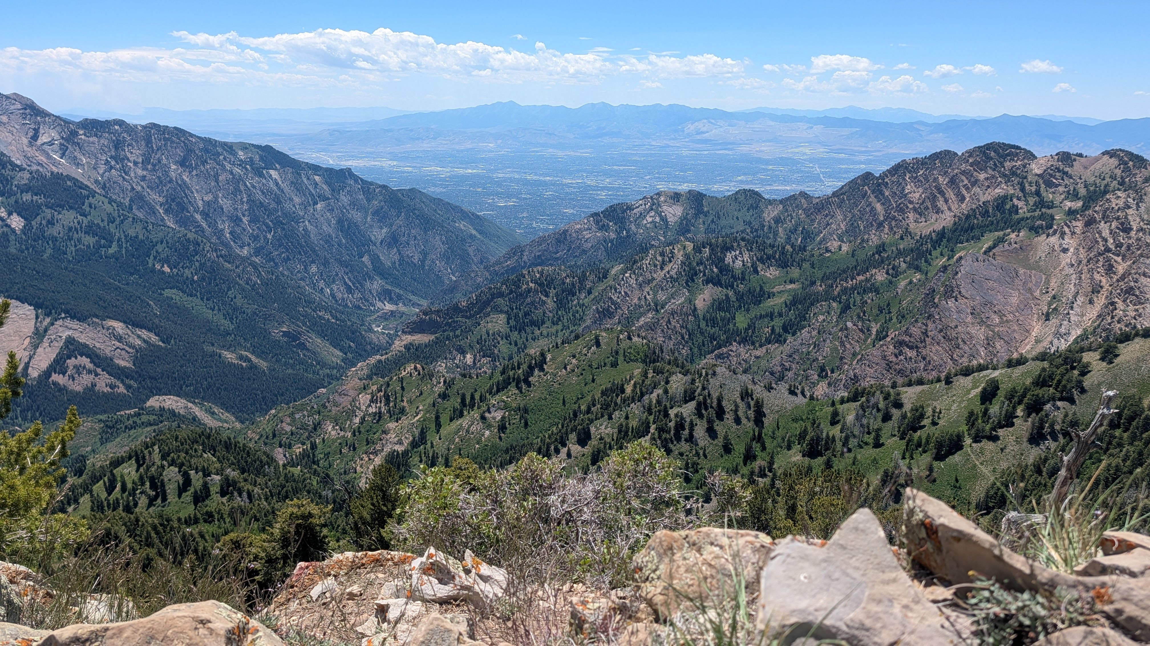 Mountains with a valley behind them