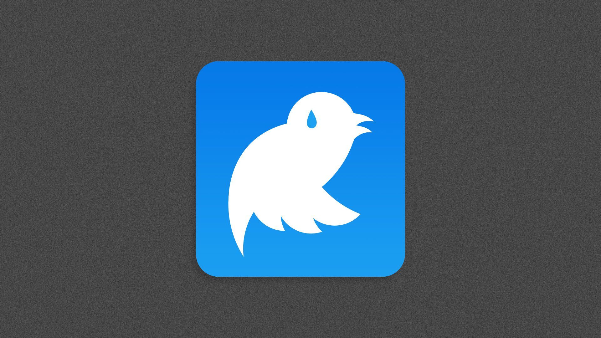 Illustration of a sad, sweating Twitter bird logo. 