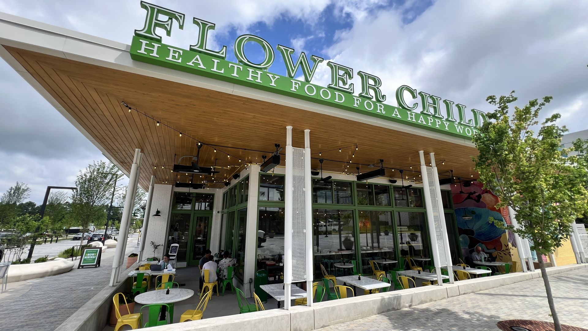 outside restaurant flower child