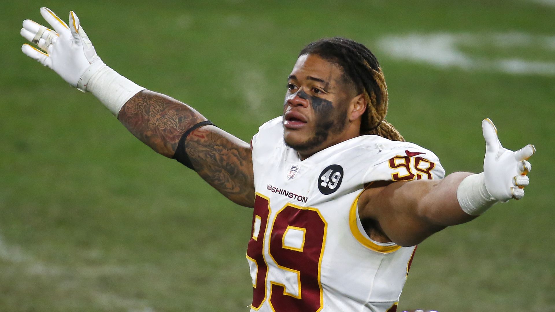 chase young celebrating washington win