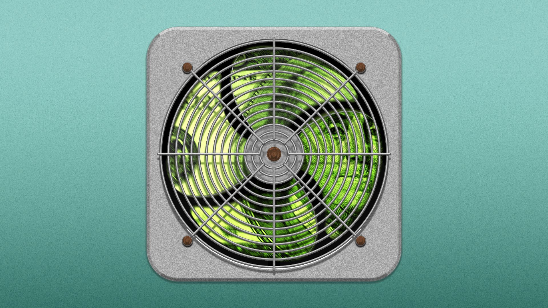 Illustration of HVAC fan blades overlaid with money.