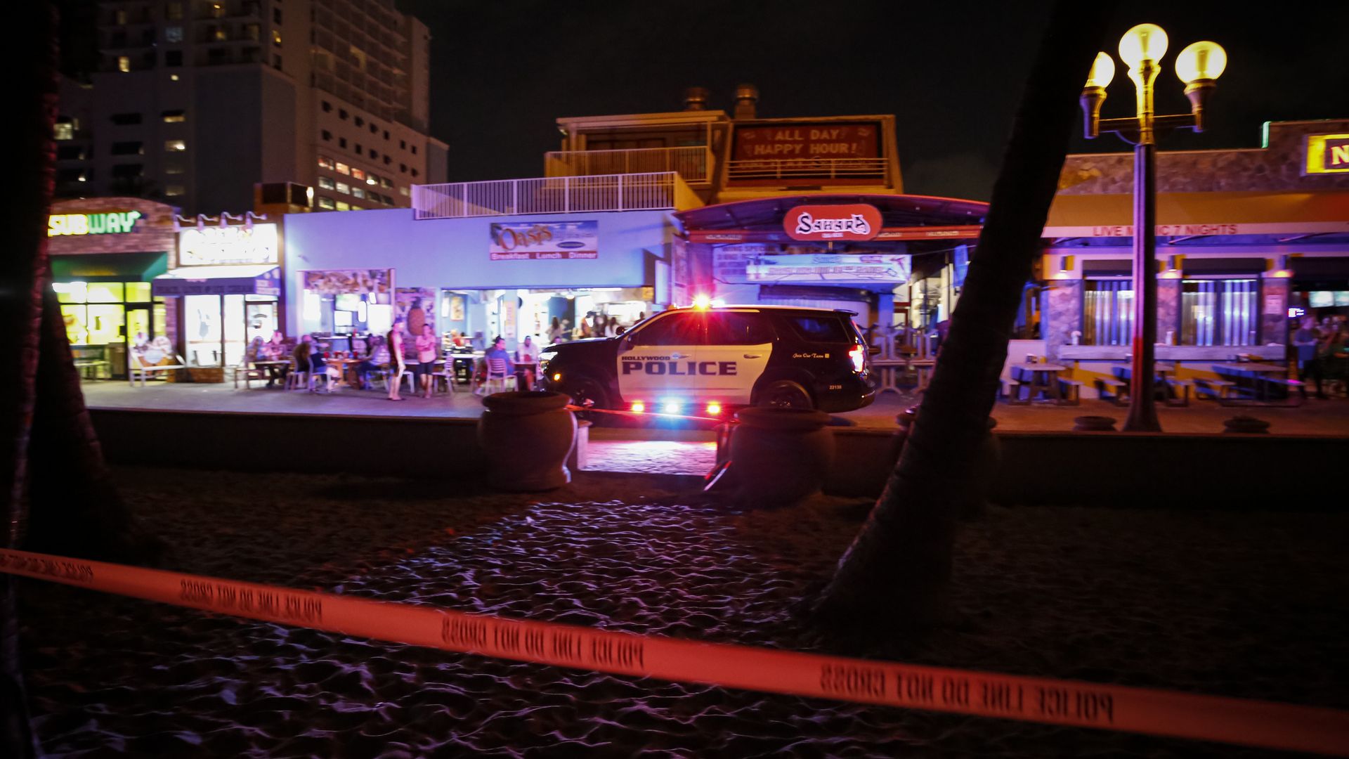 Hollywood Police cordon off the scene after an altercation ended in gunfire at Hollywood Beach Broadwalk in Hollywood, Florida, United States on May 29.