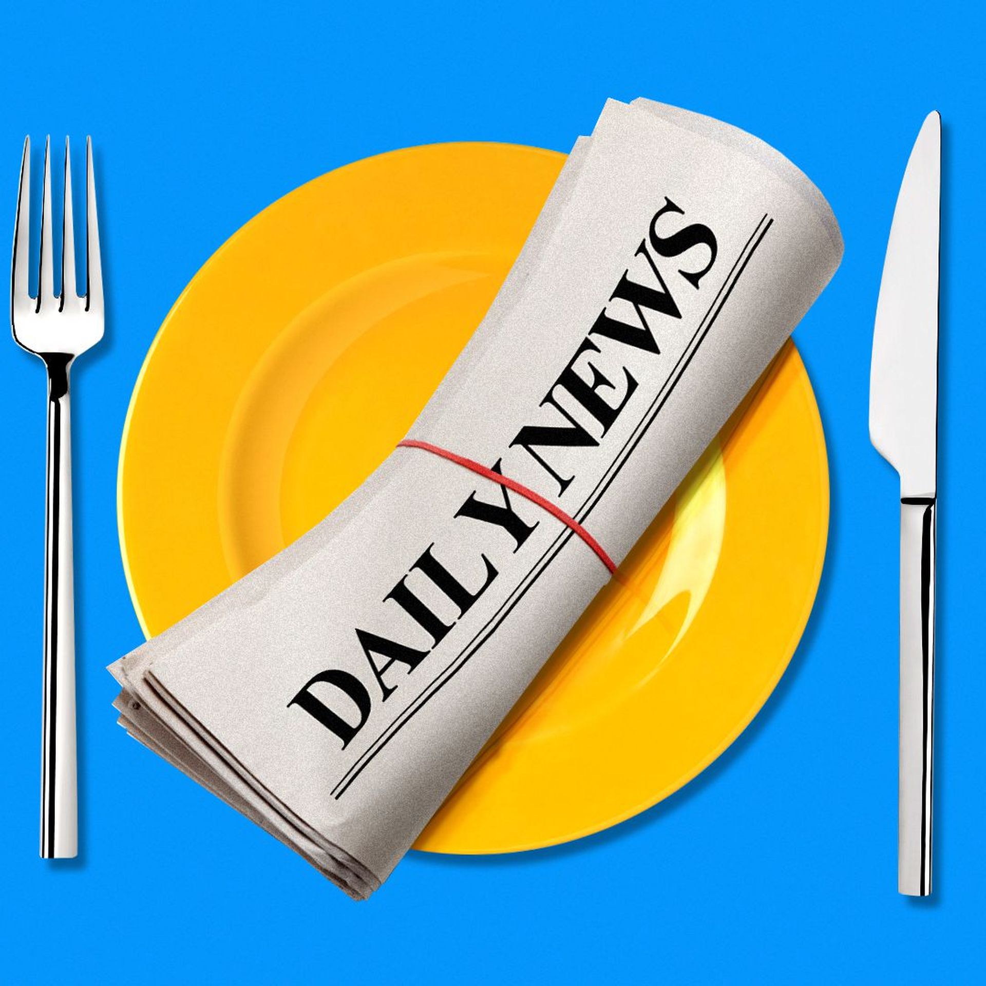 Illustration of a newspaper sitting on a dinner plate