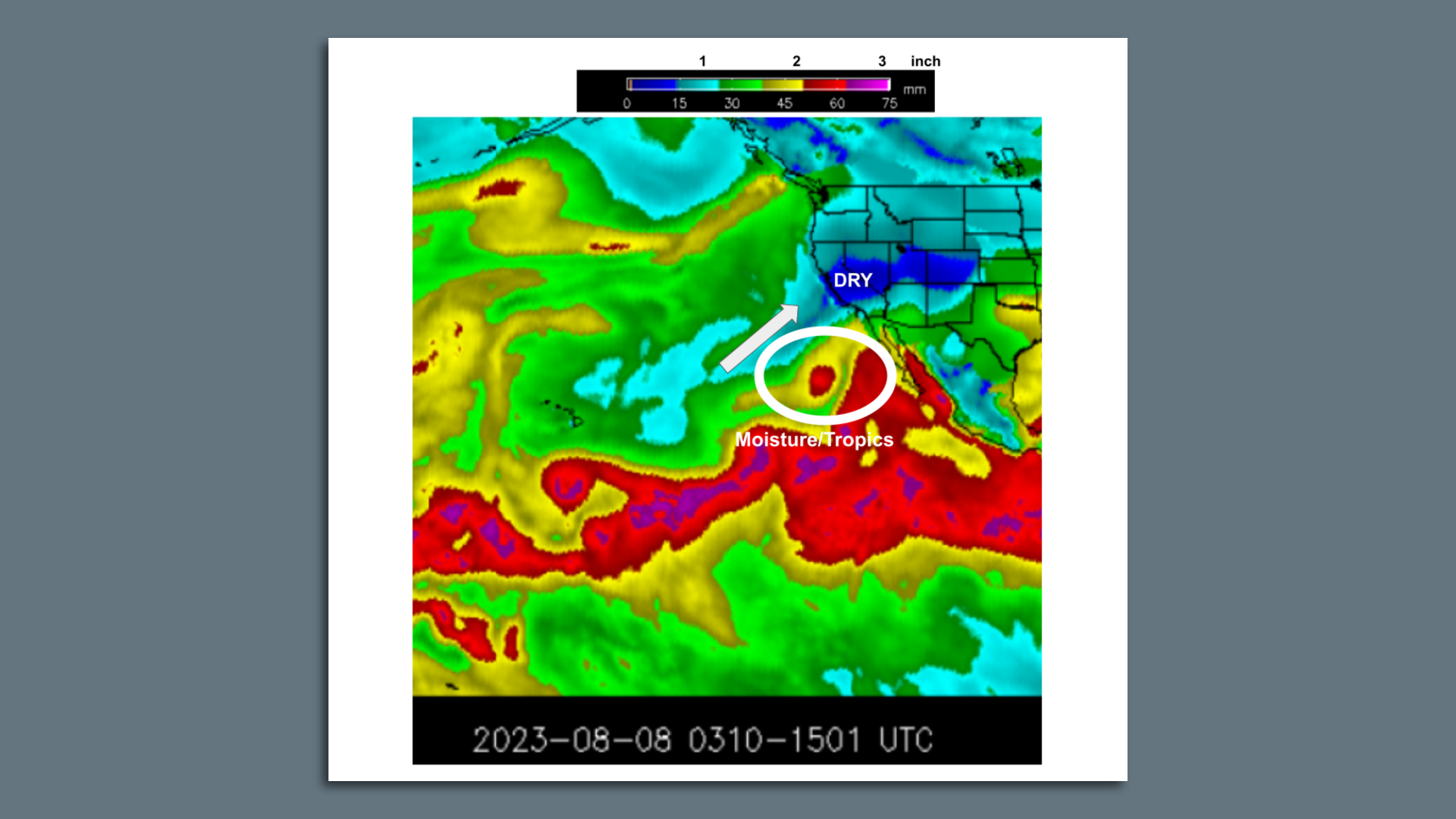 Rain from the remnants of Tropical Storm Eugene will be carried northeastward into Central California, clipping Southern California.
