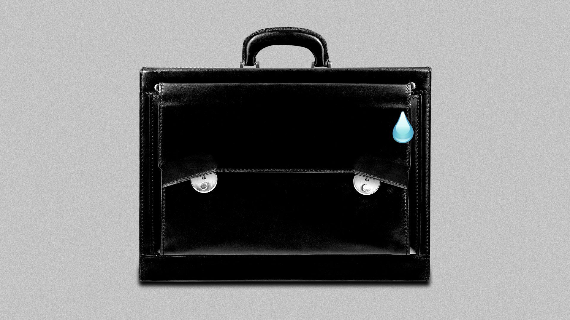 Illustration of a briefcase worrying. 