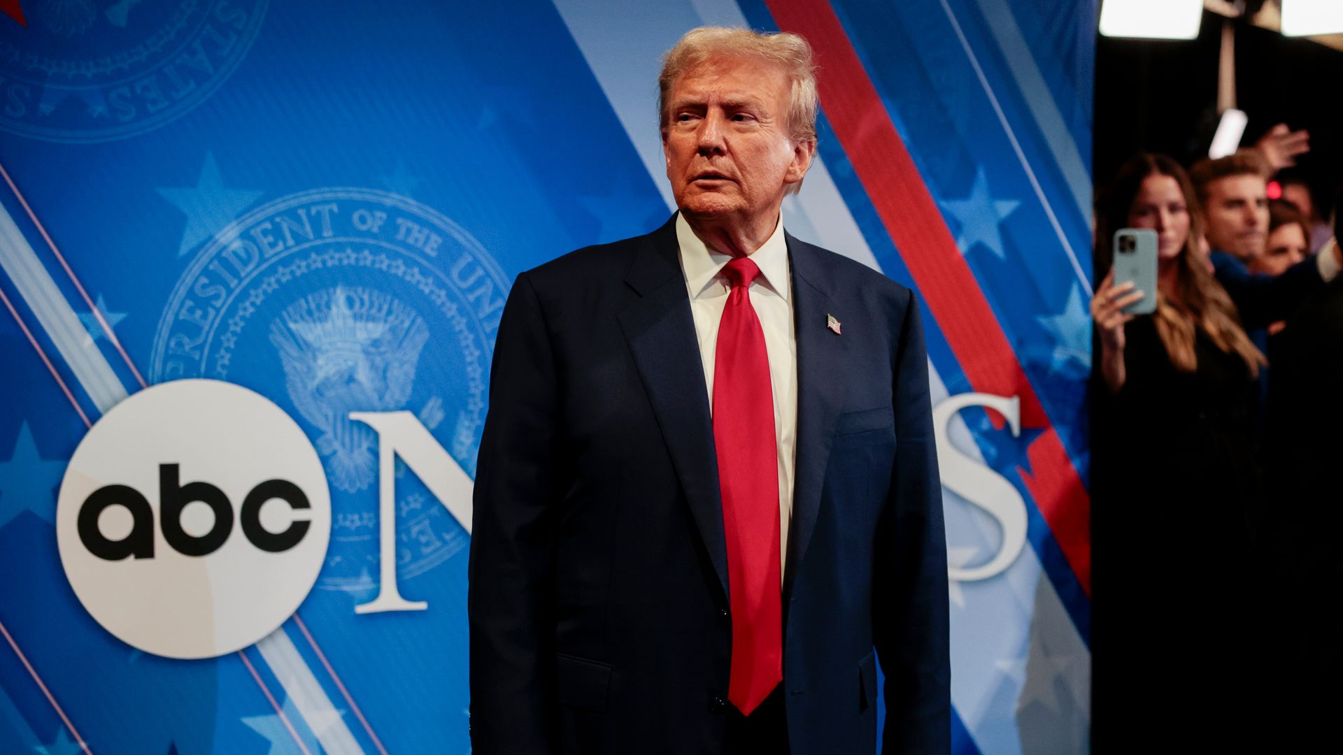 Trump on debate stage 