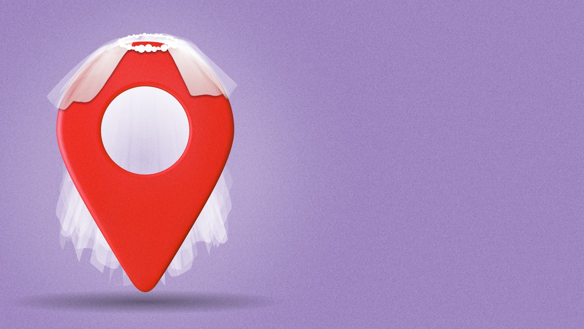 Illustration of a wedding veil on a location marker.