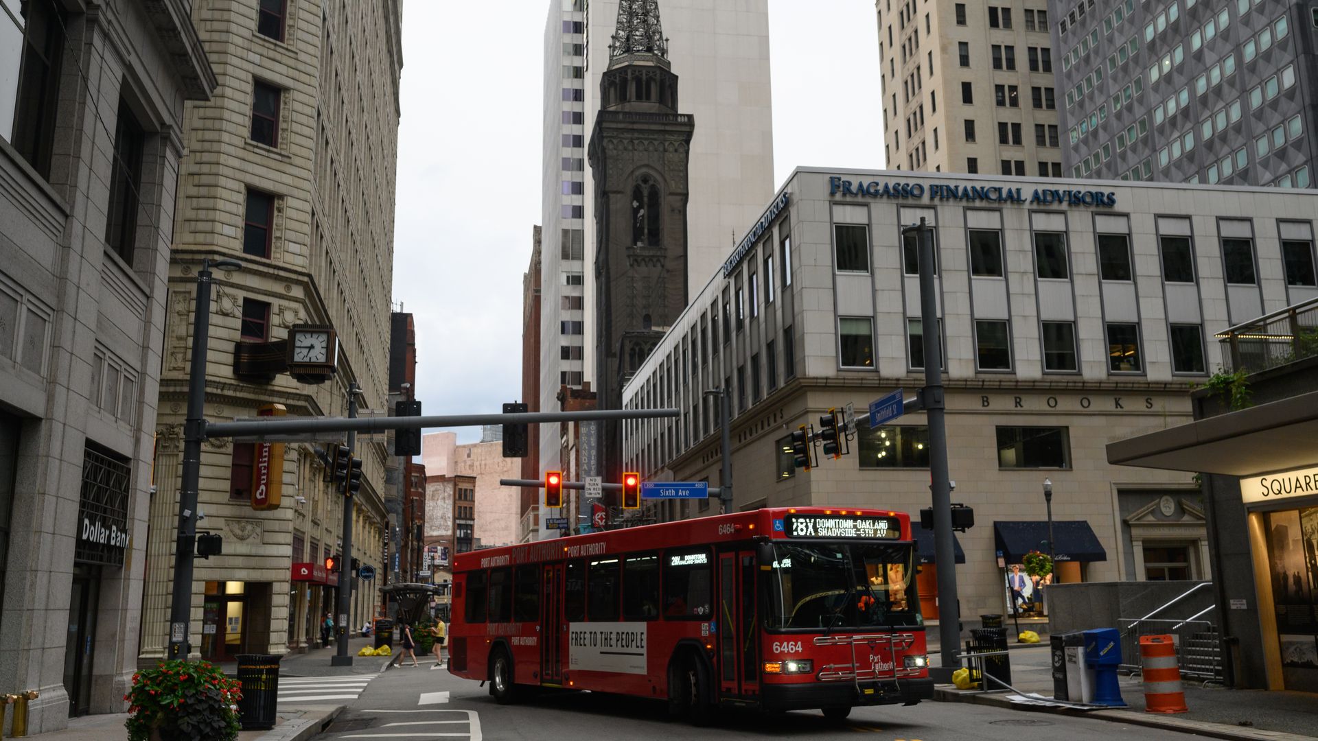 Pittsburgh Regional Transit bus in Downtown Pittsburgh in 2020