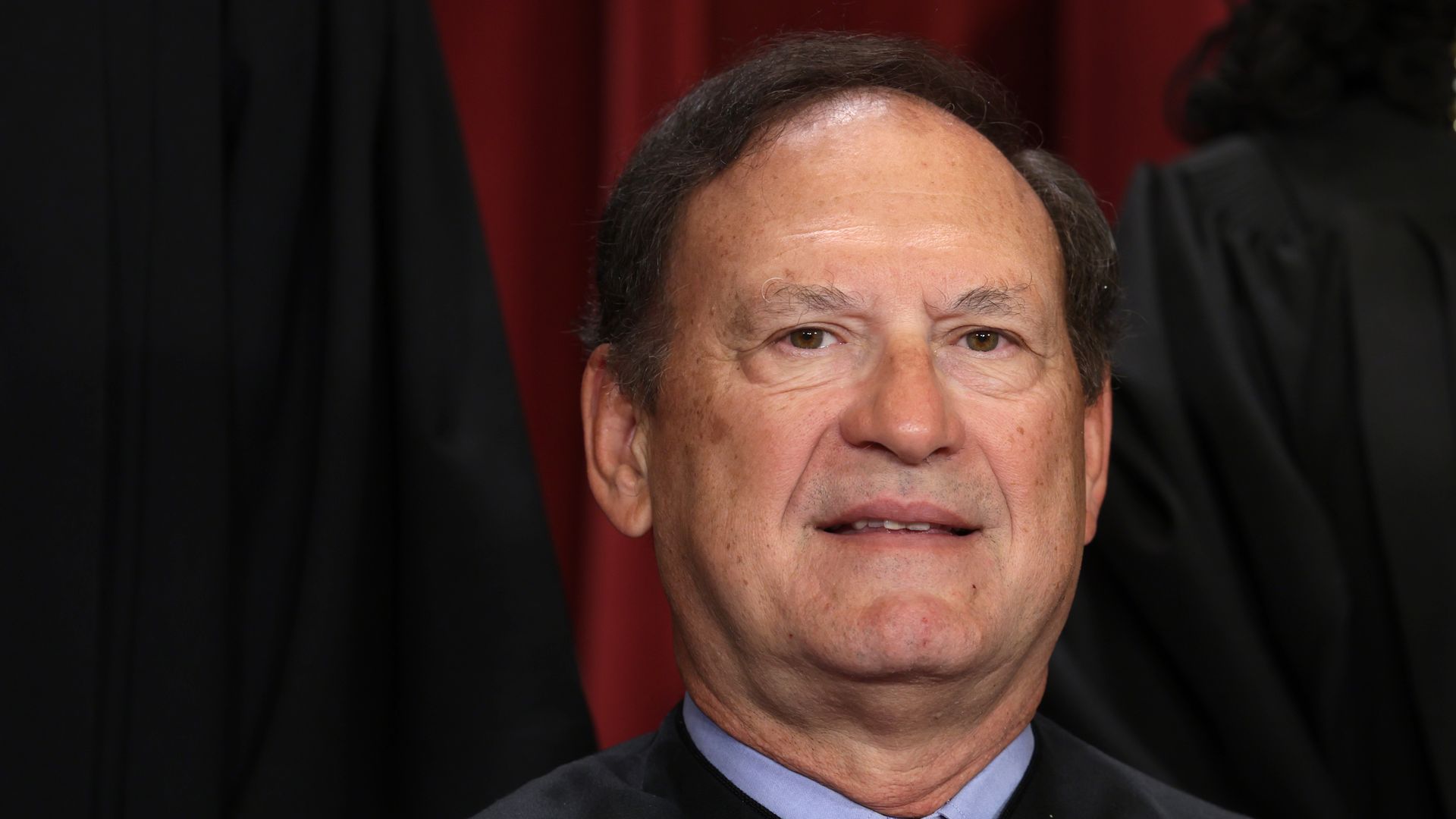  Supreme Court Associate Justice Samuel Alito poses for an official portrait at the East Conference Room of the Supreme Court building on October 7, 2022 in Washington, DC. 