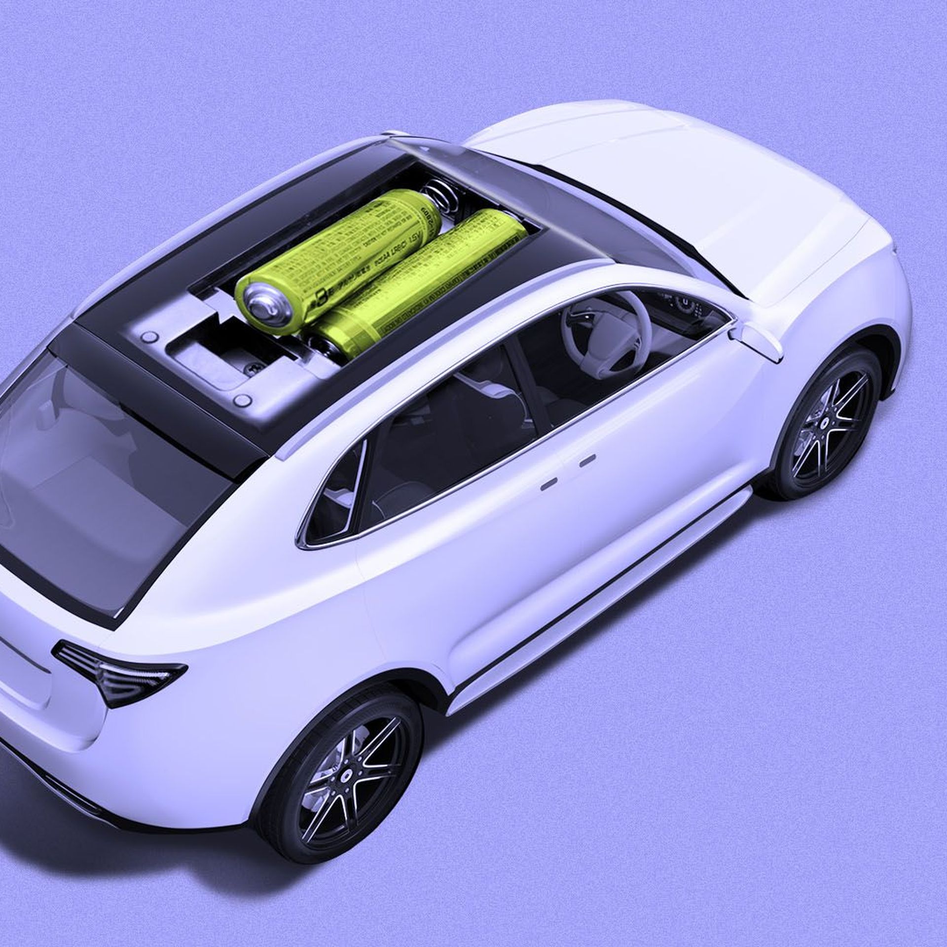 Illustration of car with batteries on top