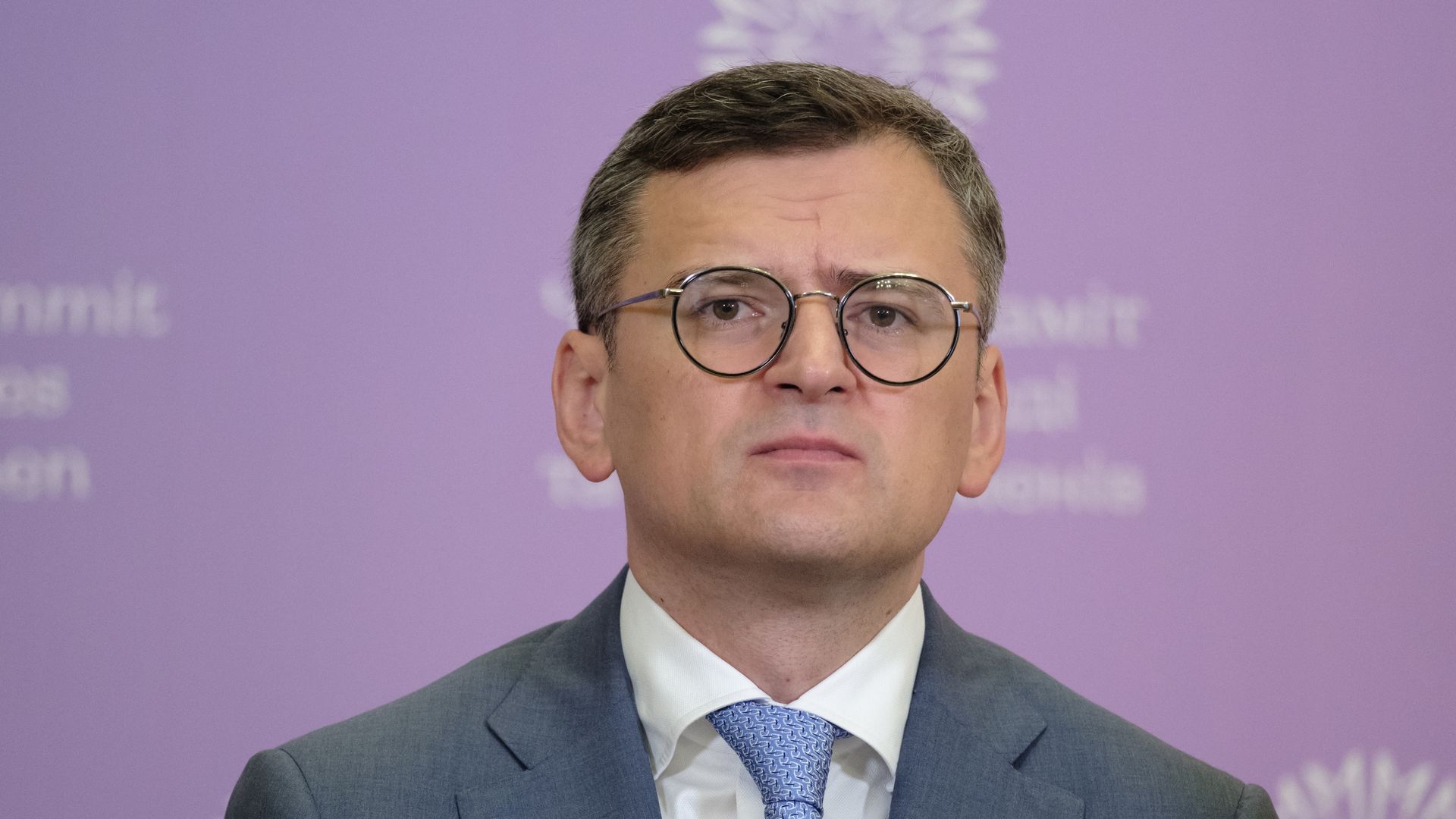 Dmytro Kuleba takes part in a press conference on the Fourth Summit of First Ladies and Gentlemen on June 18, 2024 in Kyiv,
