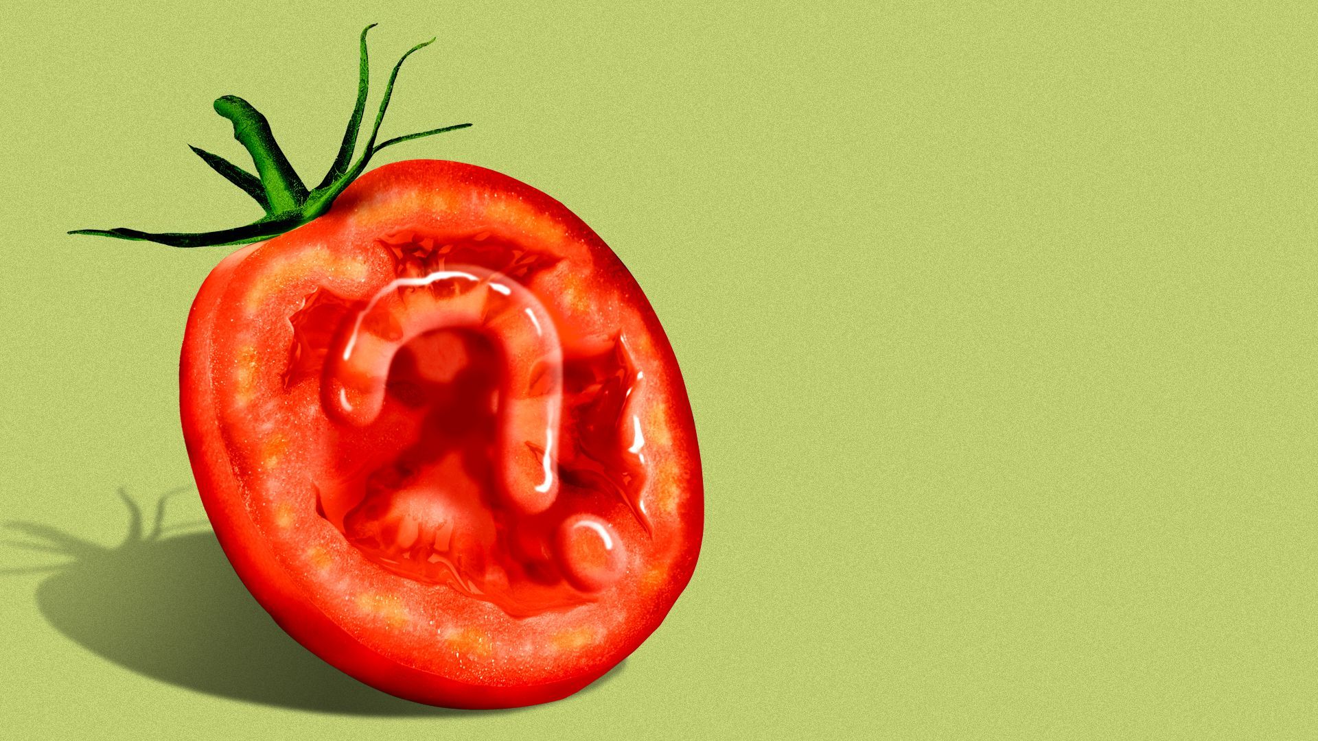 Illustration of a sliced tomato with a question mark in the middle