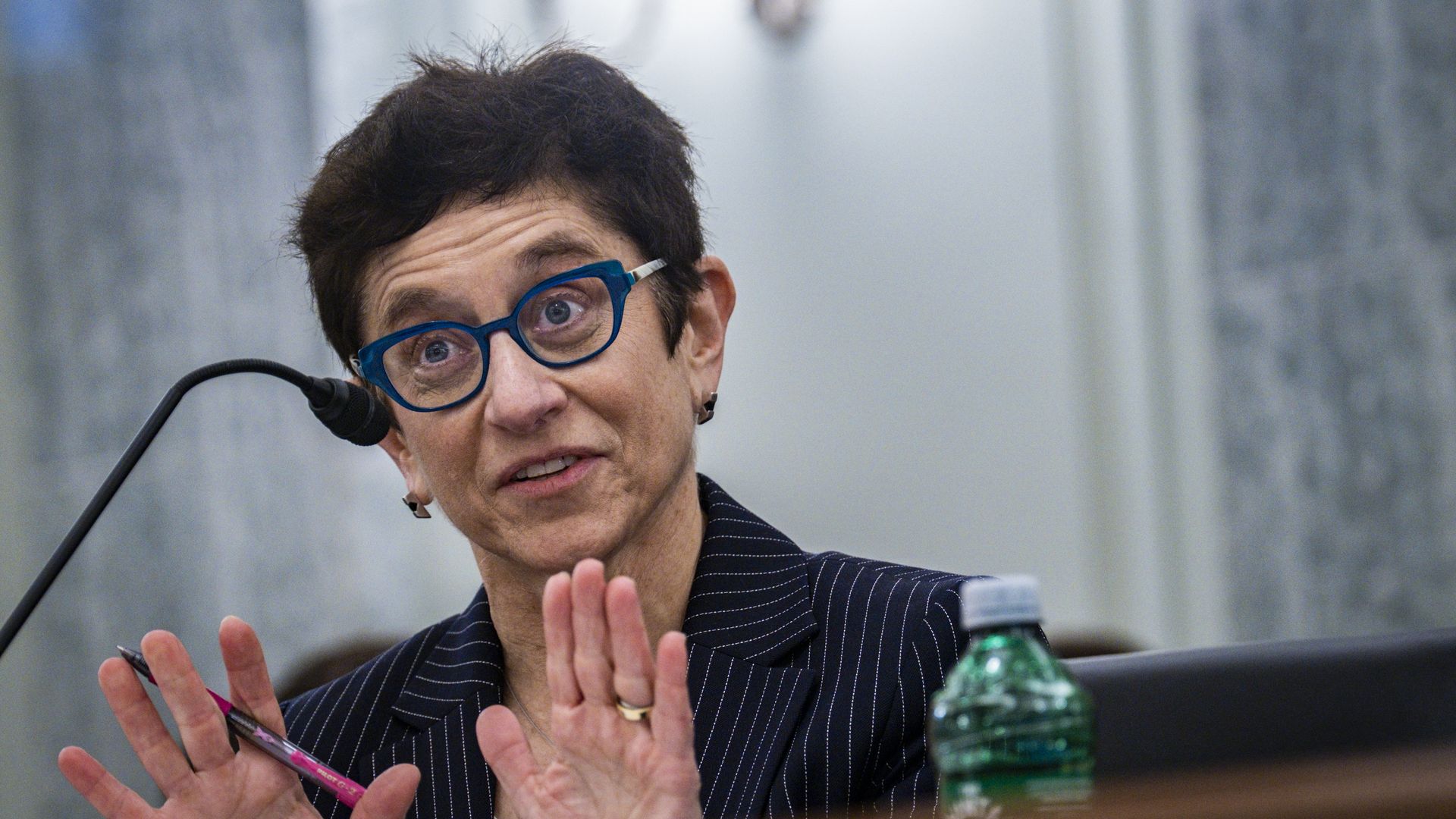 Gigi Sohn testifies during a Senate Commerce Committee hearing on Feb. 9, 2022